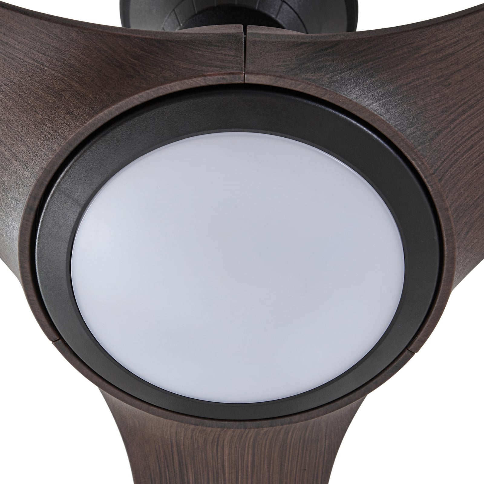 Winrod LED mennyezeti ventilátor, sötét fa, IP66 – Lucande