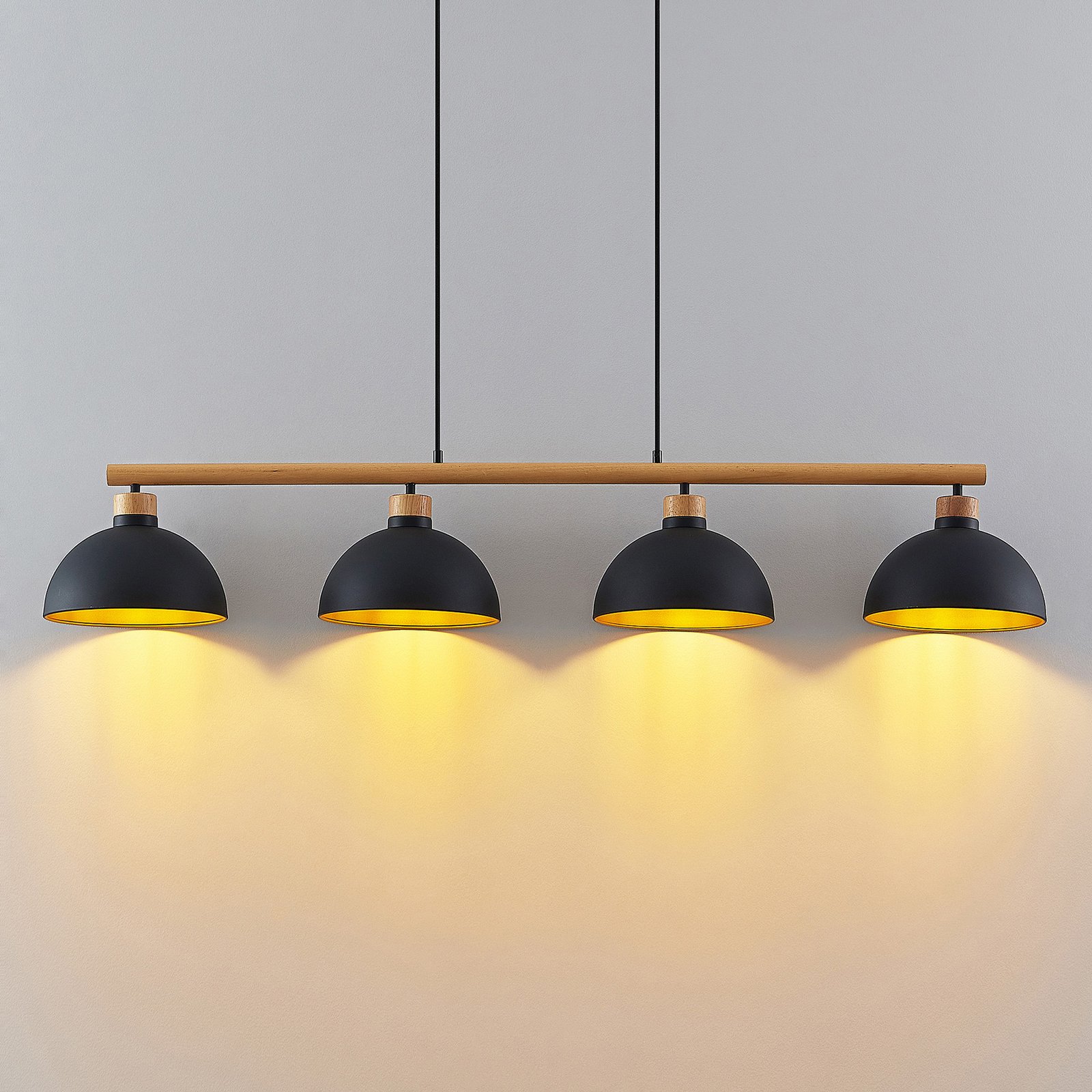 Tirzana 4 Riippuvalaisin Black/Light Wood - Lindby