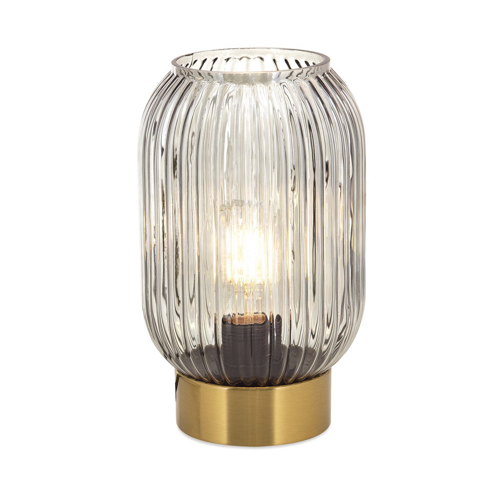 Lampada da tavolo Carneval, grigio fumo, vetro, altezza 23,5 cm, E27