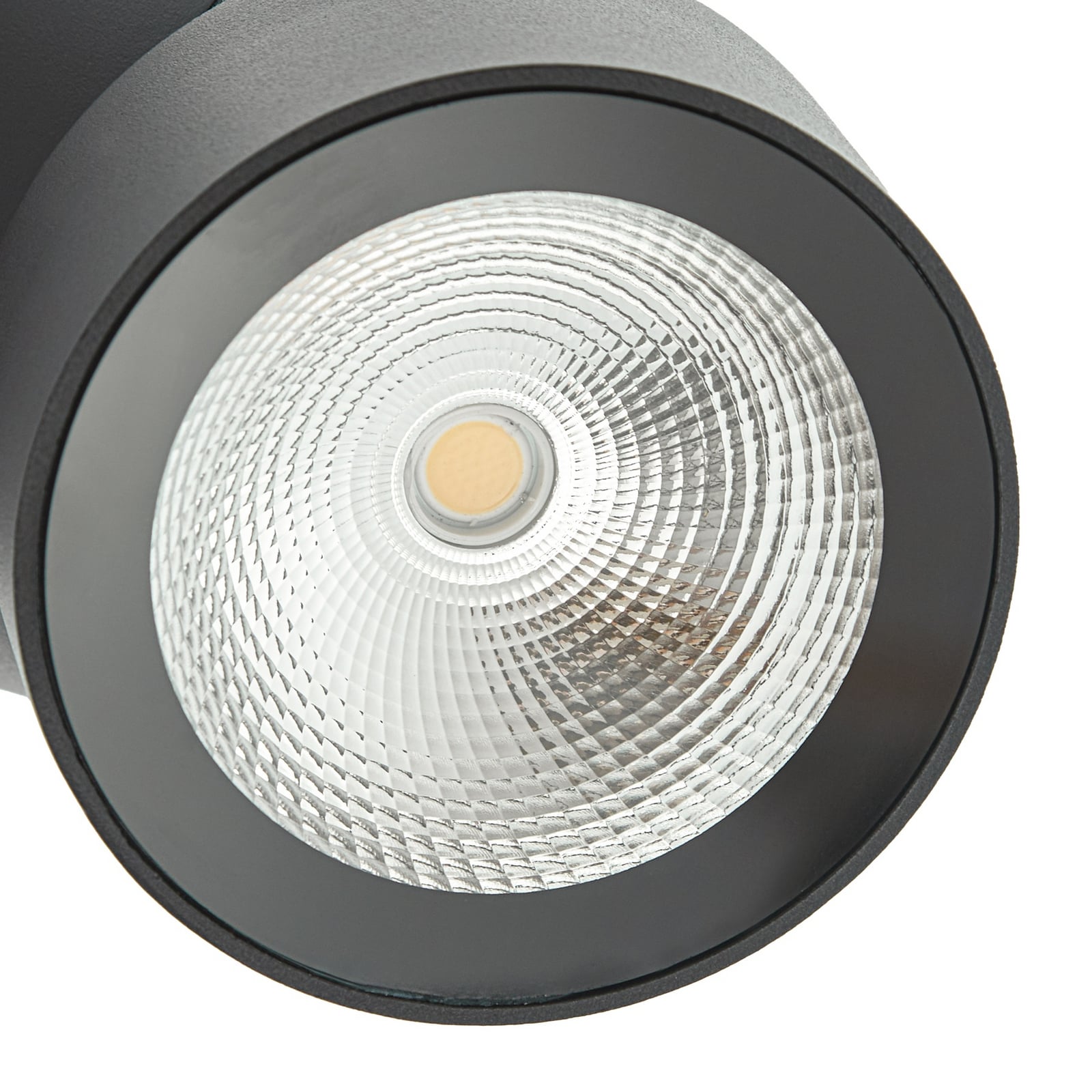 Reflektor sufitowy LED Nolivar, czarny, Ø 9 cm, IP54 – Lindby