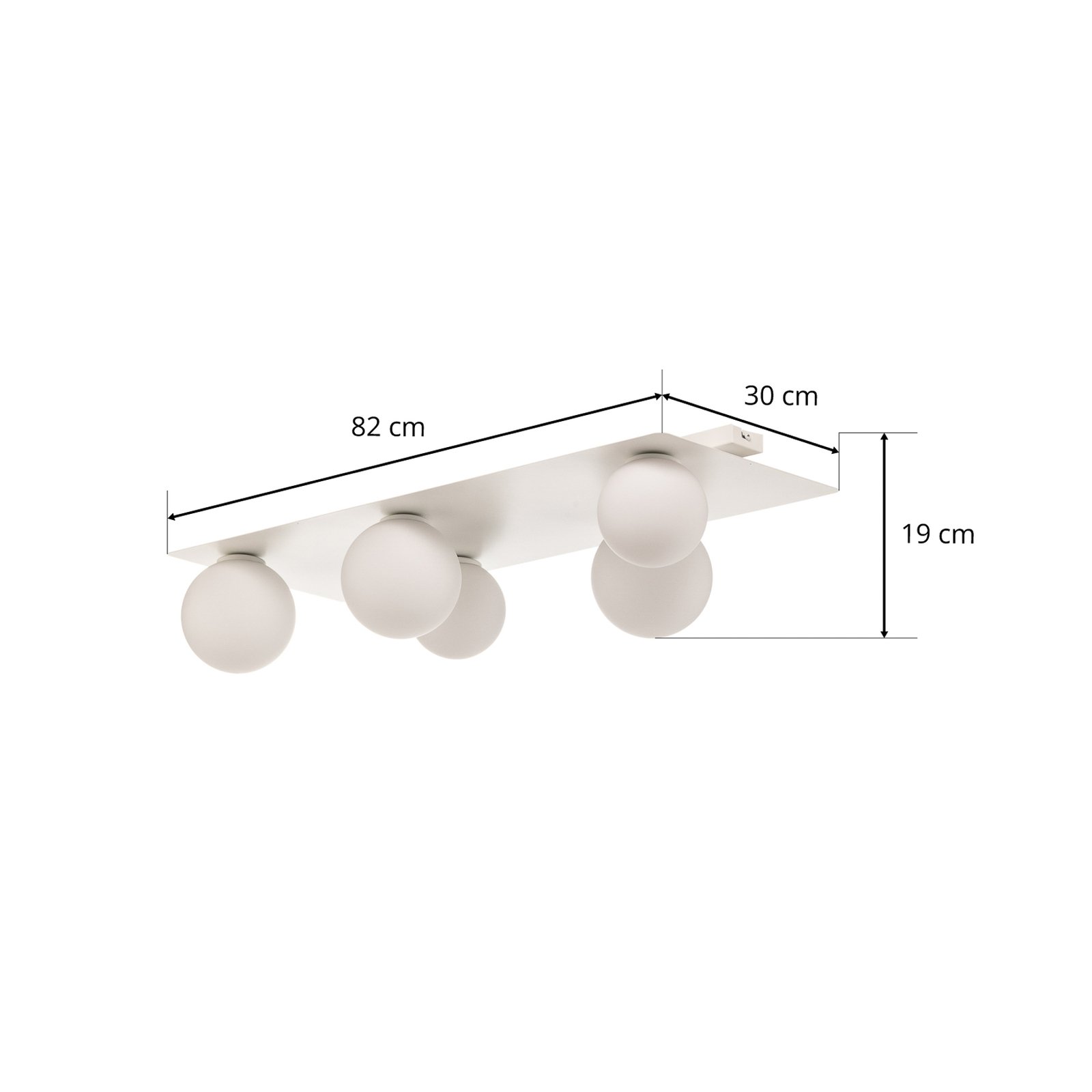 Firn ceiling light, angular, 5-bulb, white