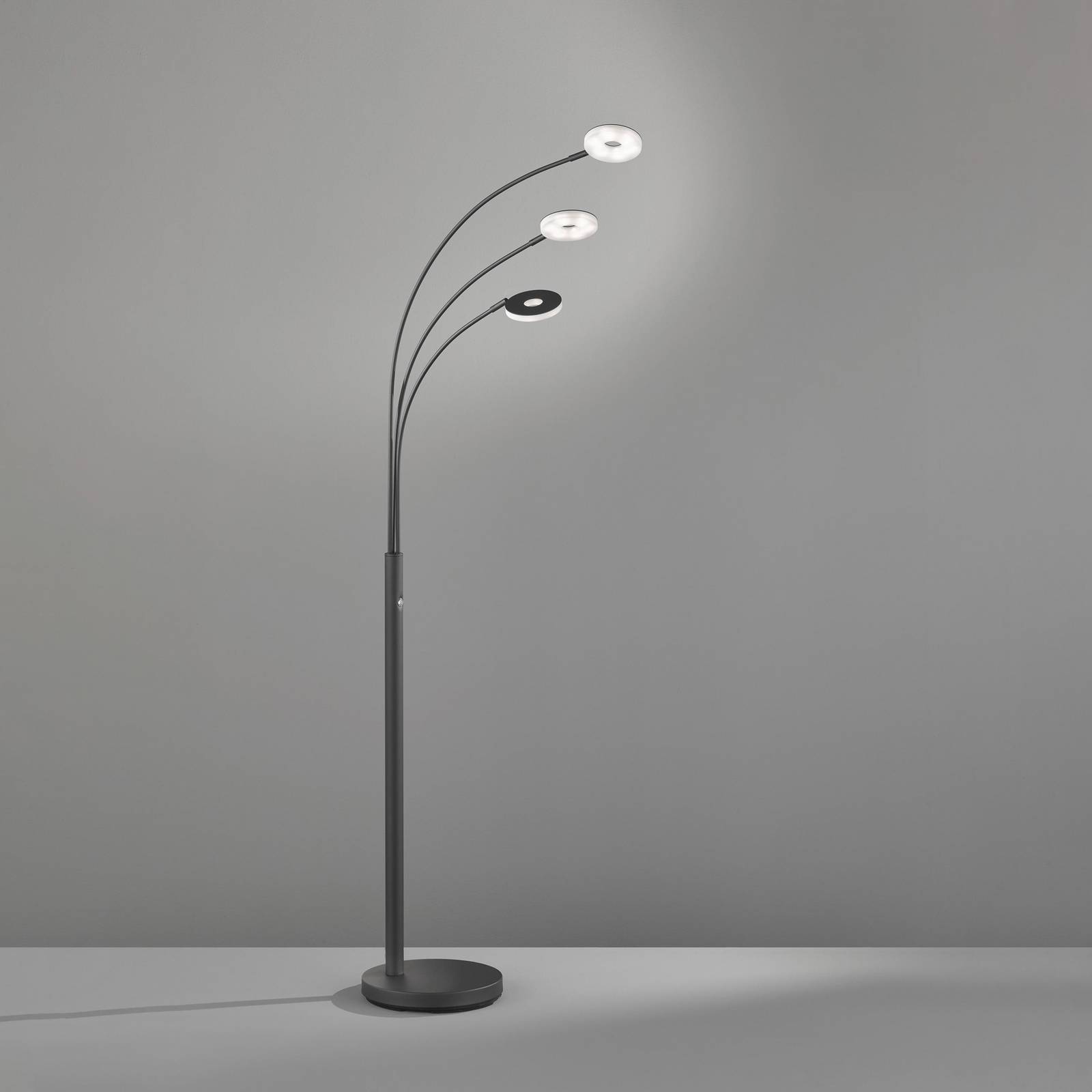 Lampa stojąca LED Dent, czarny, 185 cm, metal, CCT, 3-punktowa.