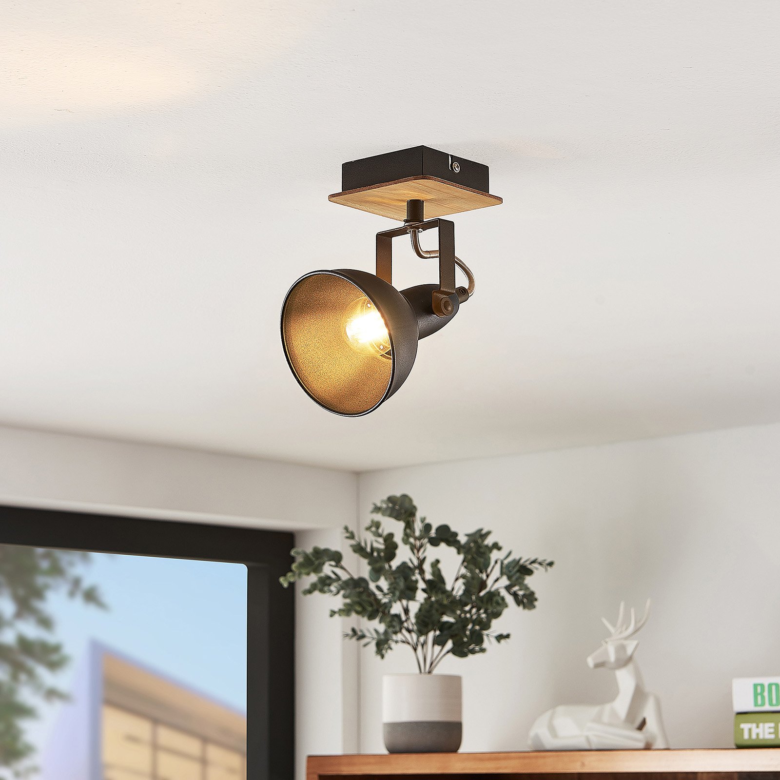 Aylis Applique Murale Black/Wood - Lindby