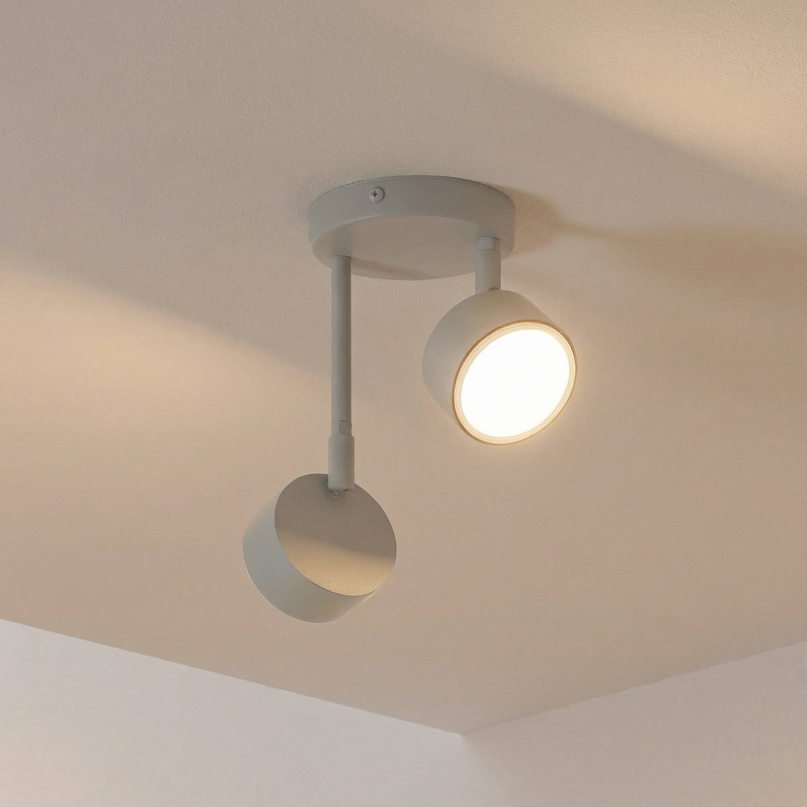 SIGMA Spot pour plafond Nemo, à 2 lampes, gris-beige, orientable, GX53