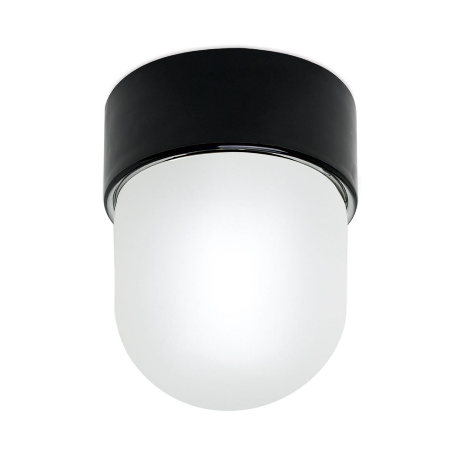 Plafonnier Ostia, noir, céramique, verre satiné, E27