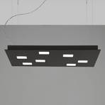 Fabbian Quarter – svart LED-hänglampa 7 lampor