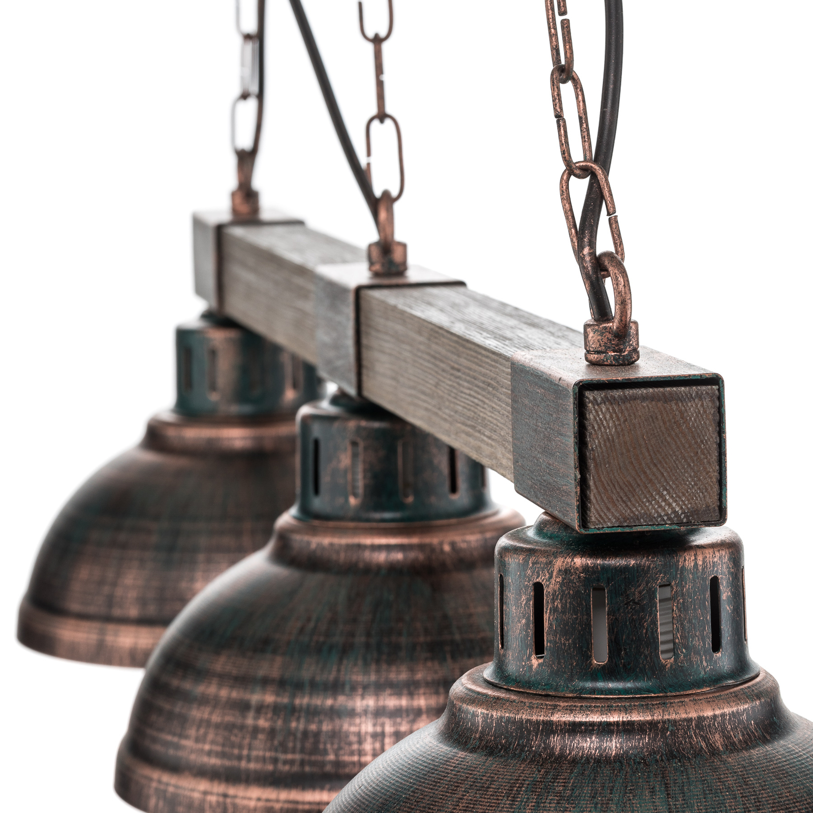 Hakon 3-lamps hanglamp roestbruin/naturel hout
