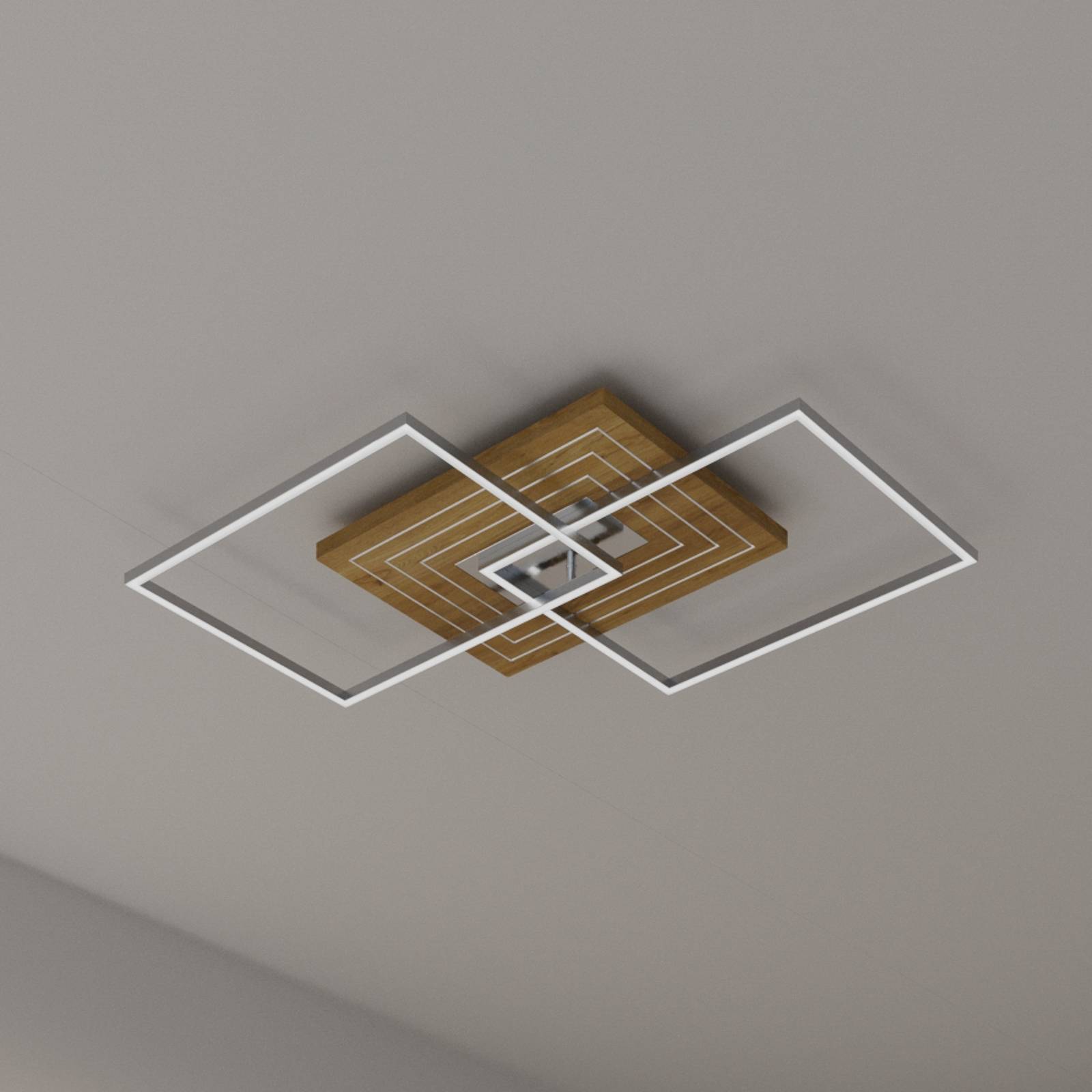 LED-Deckenleuchte Inka L, Länge 75 cm, holz hell, dimmbar günstig online kaufen