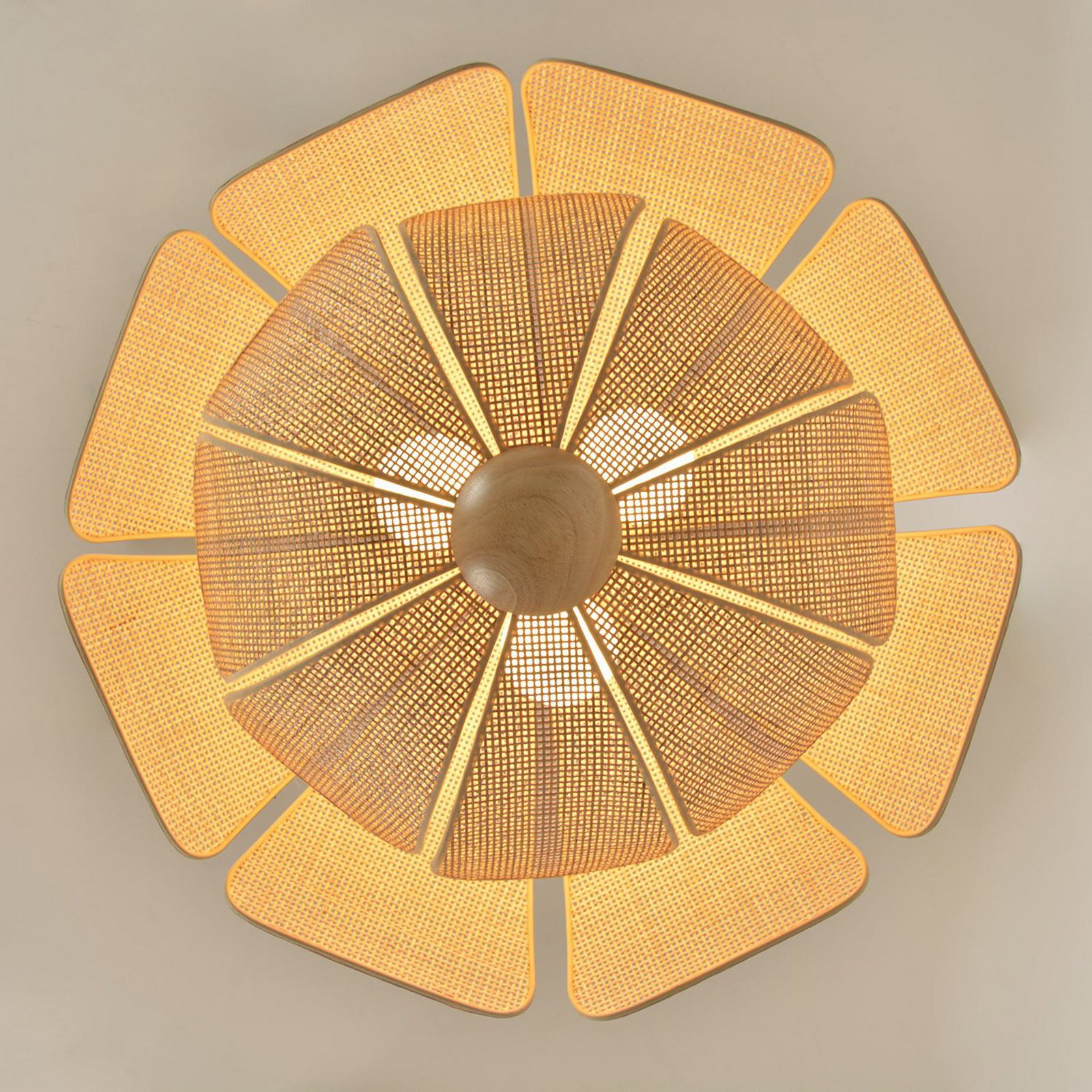 MARKET SET Coquillage hanging light, 70 cm, natural colour, rattan