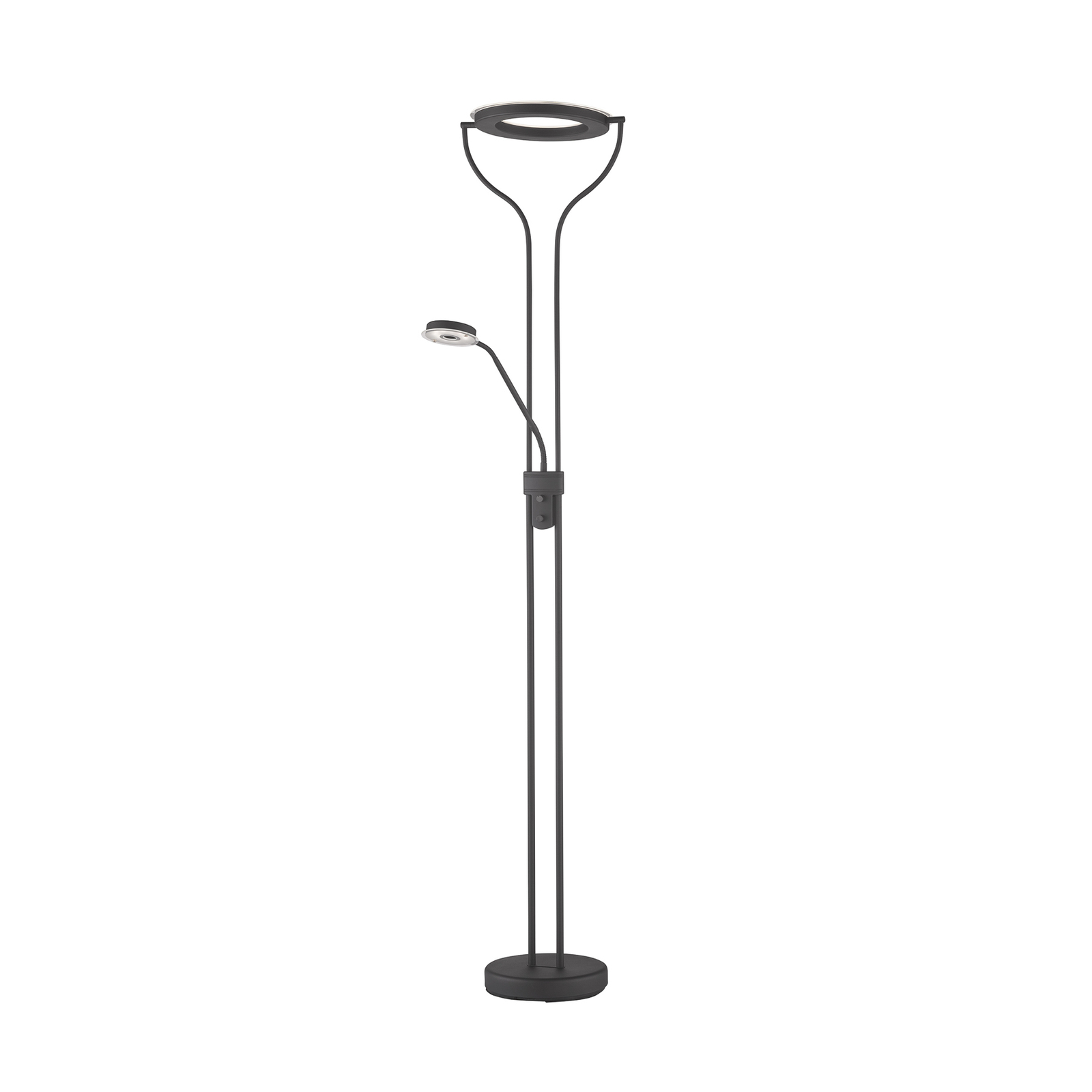LED-Stehlampe Davos, schwarz, Höhe 180 cm, 2-flg., CCT