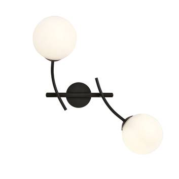 Wandlampe Hunter, schwarz/opal, 2-flammig