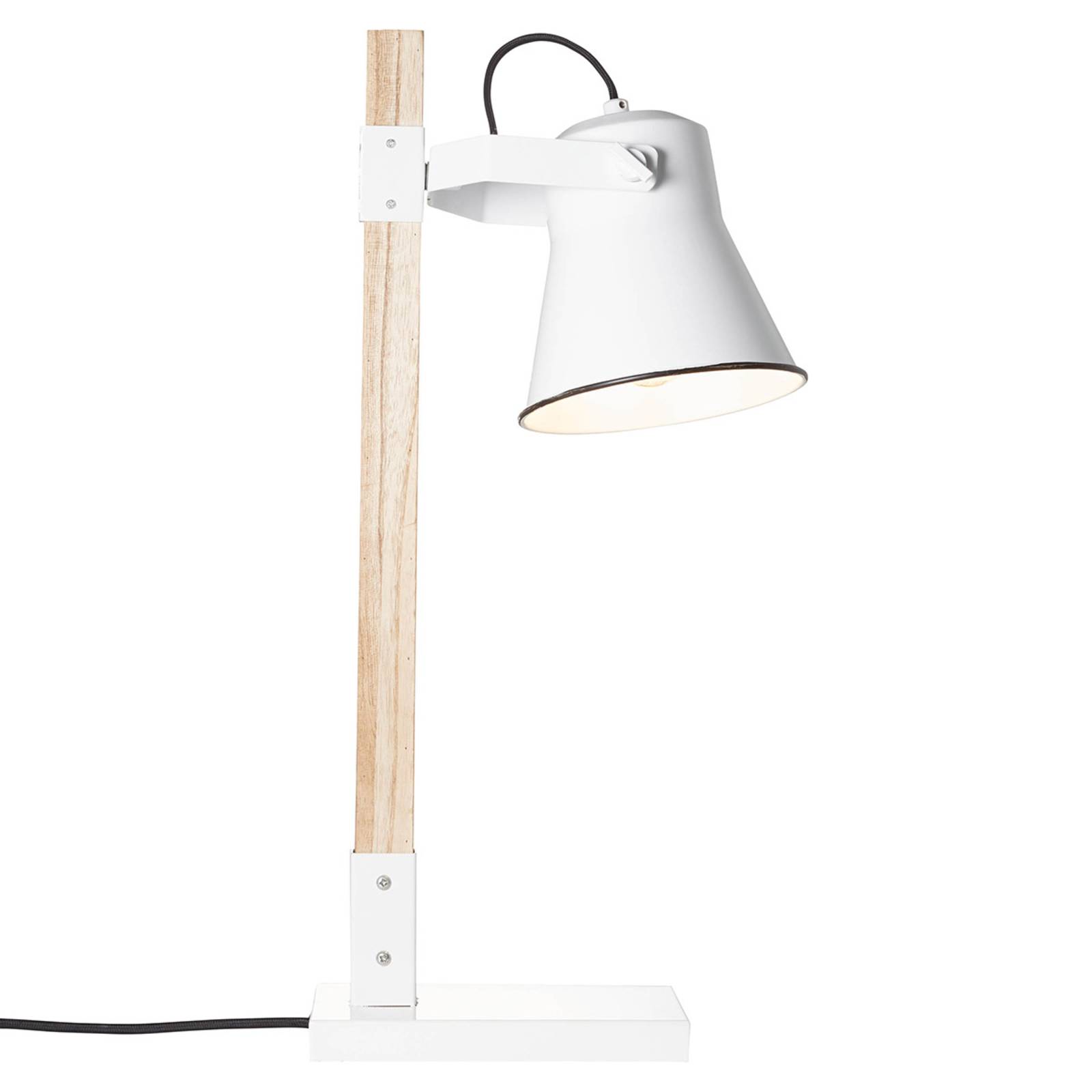 Brilliant Stolní lampa Plow, bílá dřevo světlé