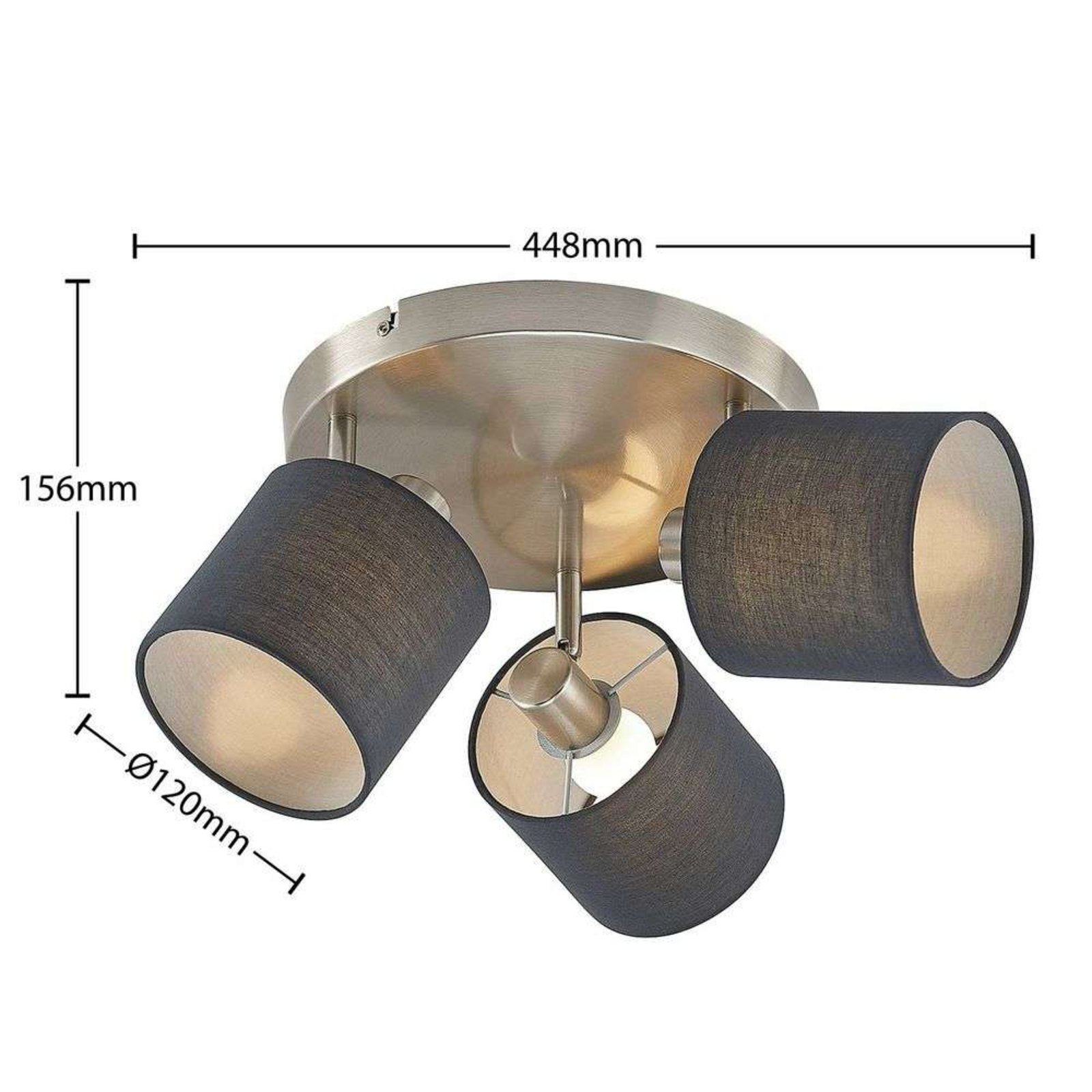 Darima 3 Round Plafonieră Grey - Lindby