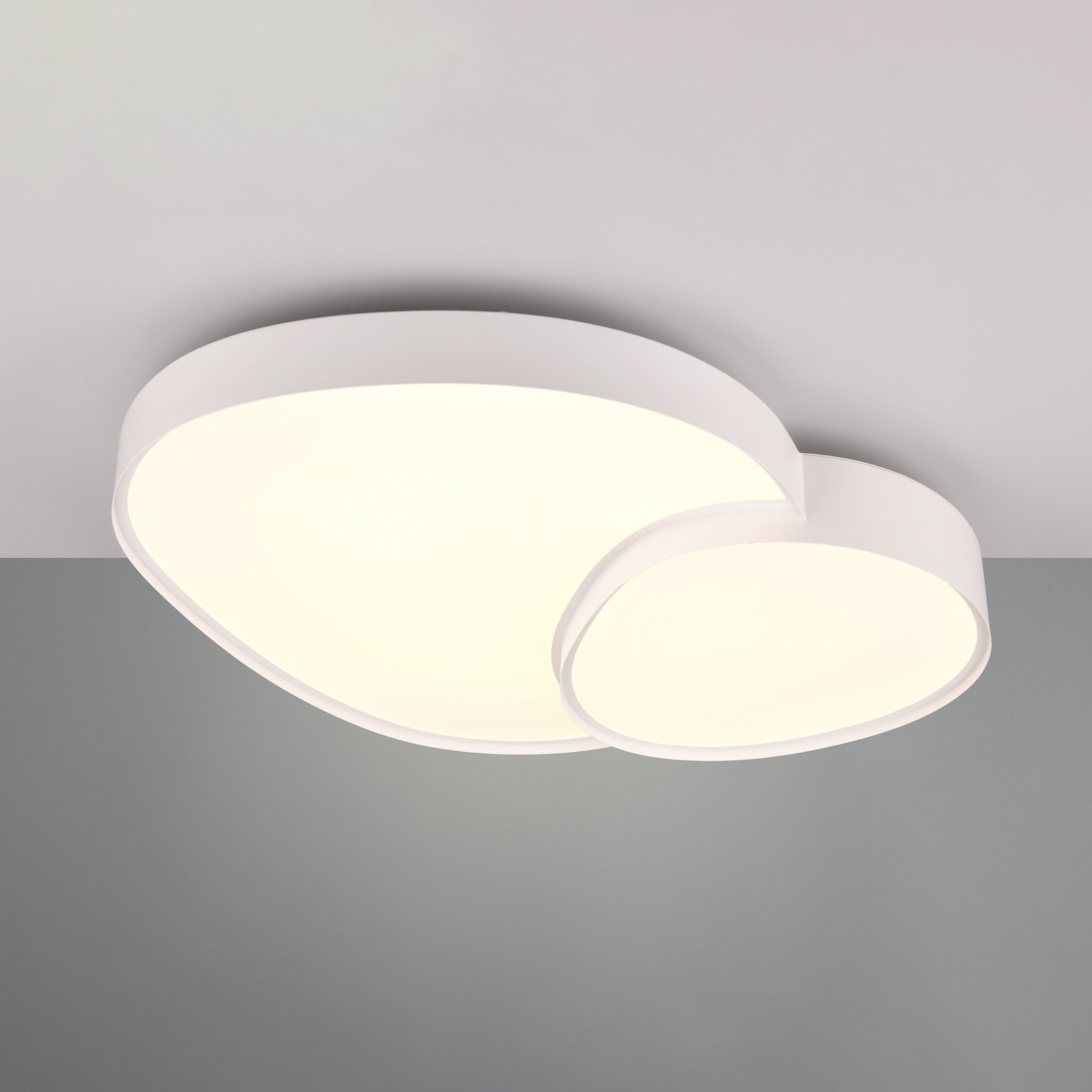 LED-loftslampe Rise, hvid, 77 x 63 cm, CCT, dæmpbar