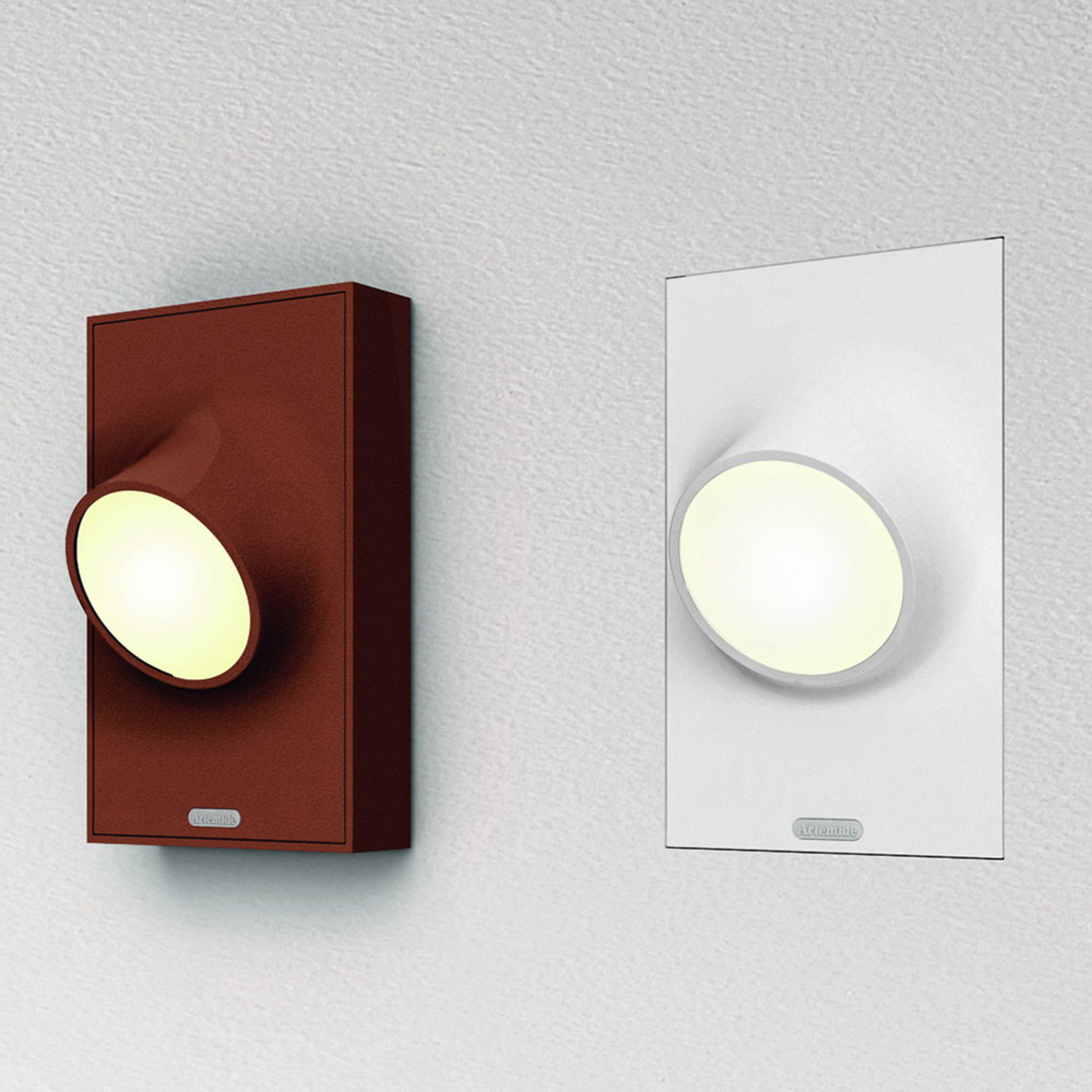 Artemide ARCHITECTUR Ciclope LED outdoor wall light, rust, technopolymer, polycarbonate, steel, aluminium, 6.5 W, energy efficiency: A+, W: 17 cm, H: 27 cm