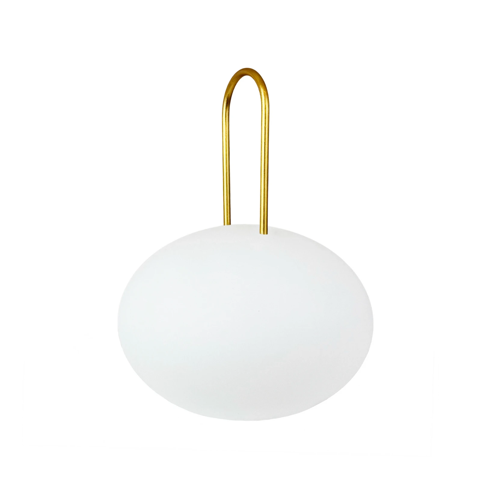 Dyberg Larsen LED akumulátorová lucerna Ellipse, biela/mosadz, IP44