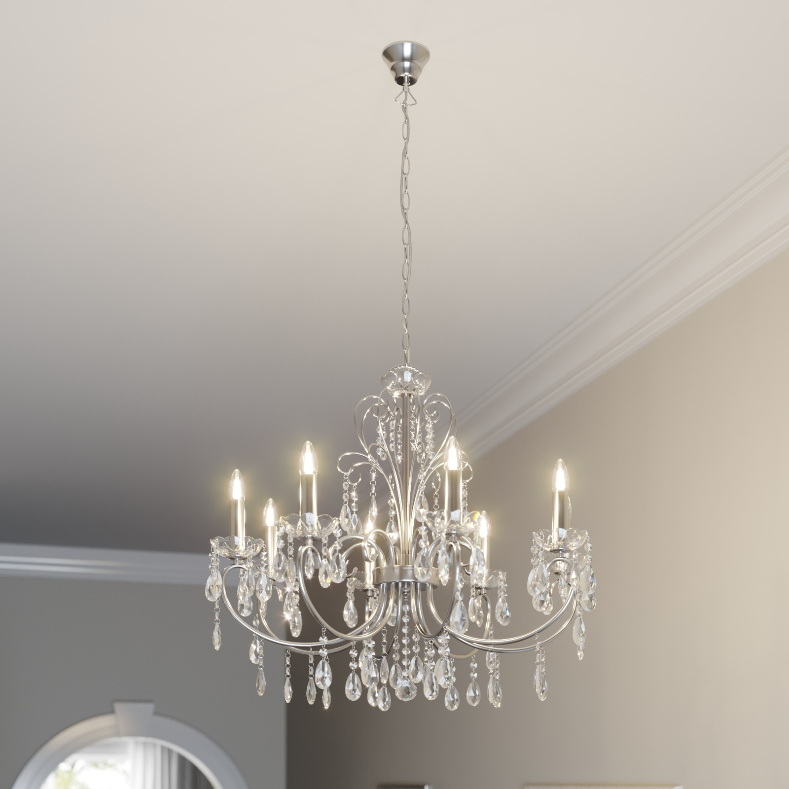 Impressive chandelier Solveig in chrome