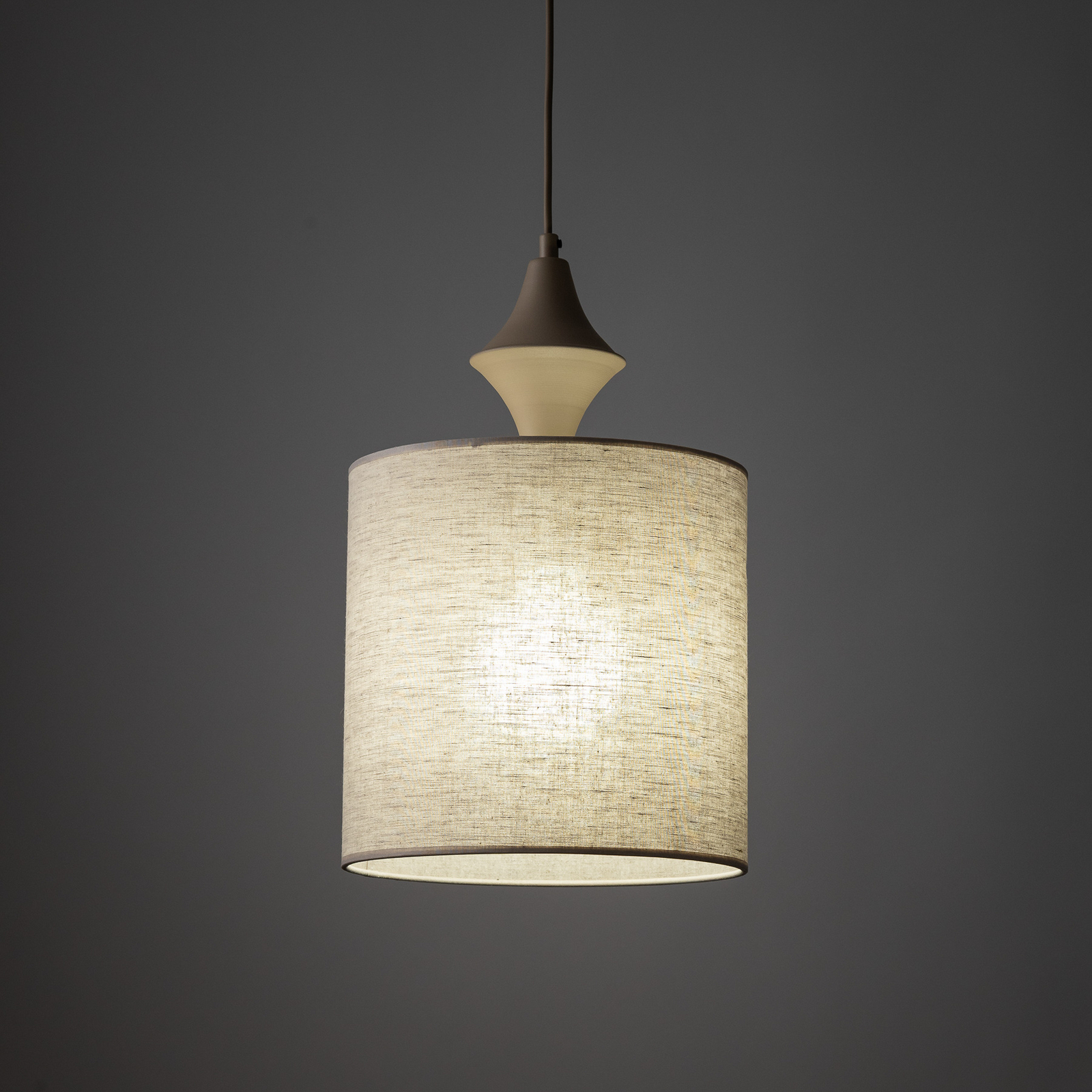 Hänglampa Amura, beige/sand, tyg, Ø 25 cm, E27