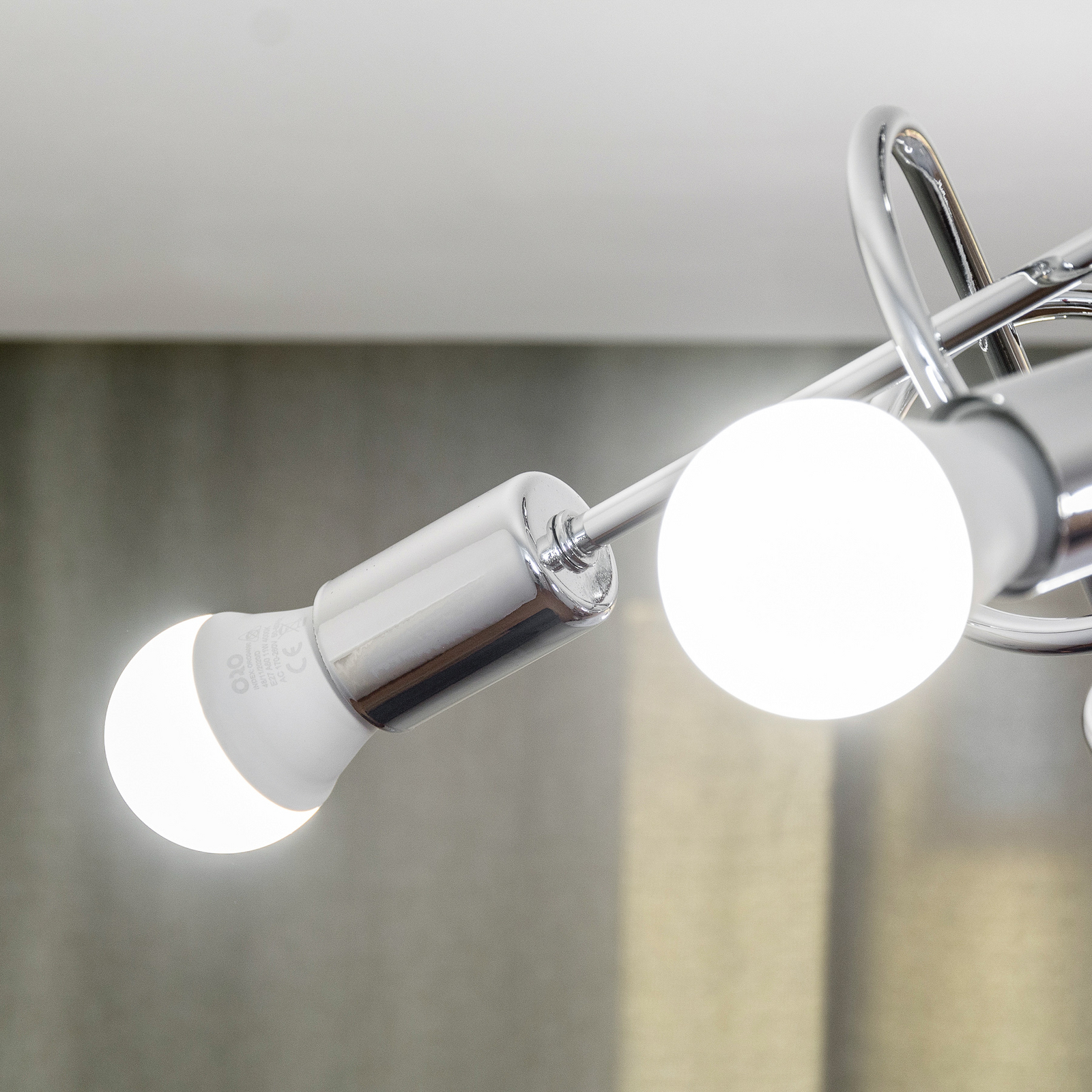 Plafonnier Oxford, chrome, à 5 lampes, Ø 47 cm, métal