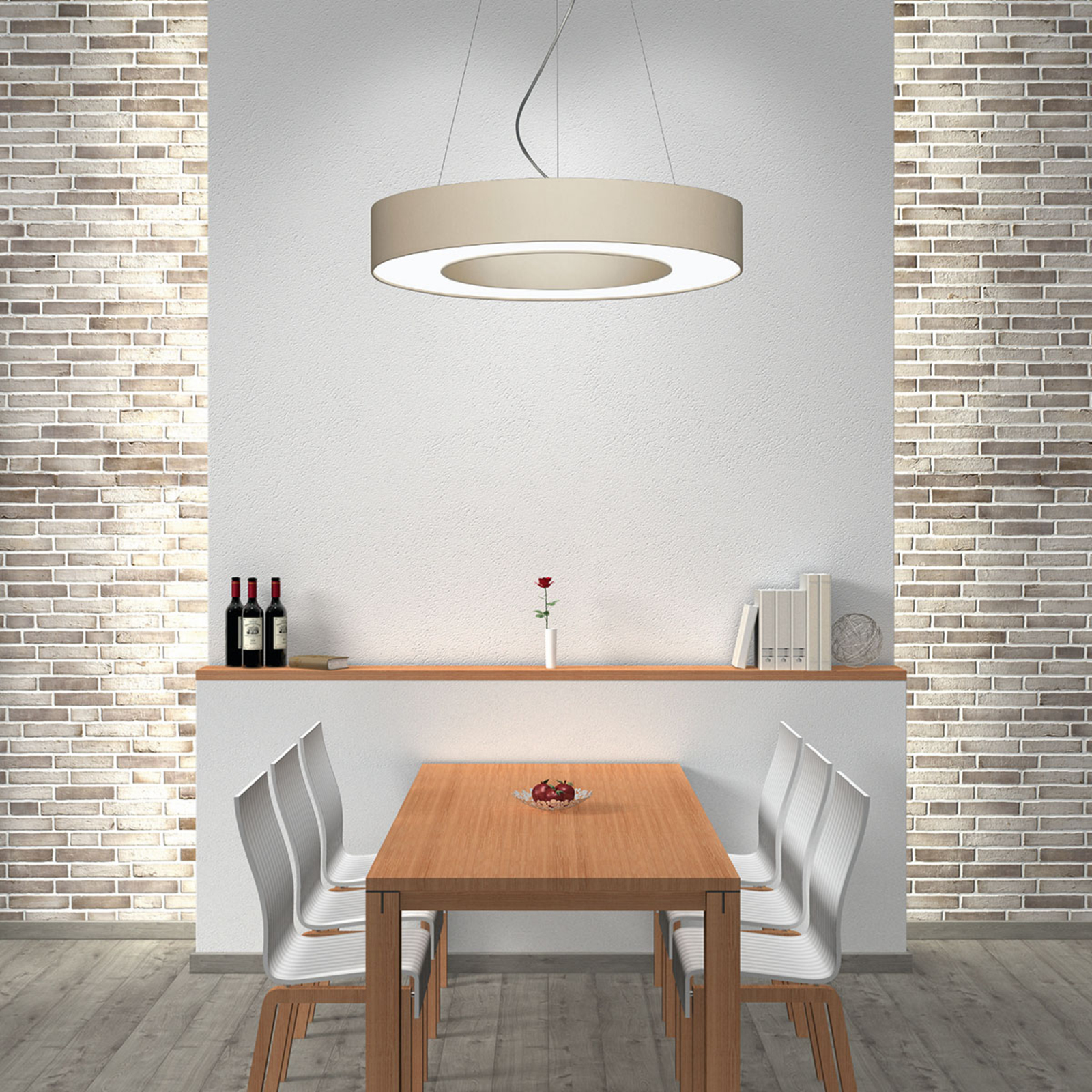 LED-Pendelleuchte Donut dimmbar mit Chintz-Schirm