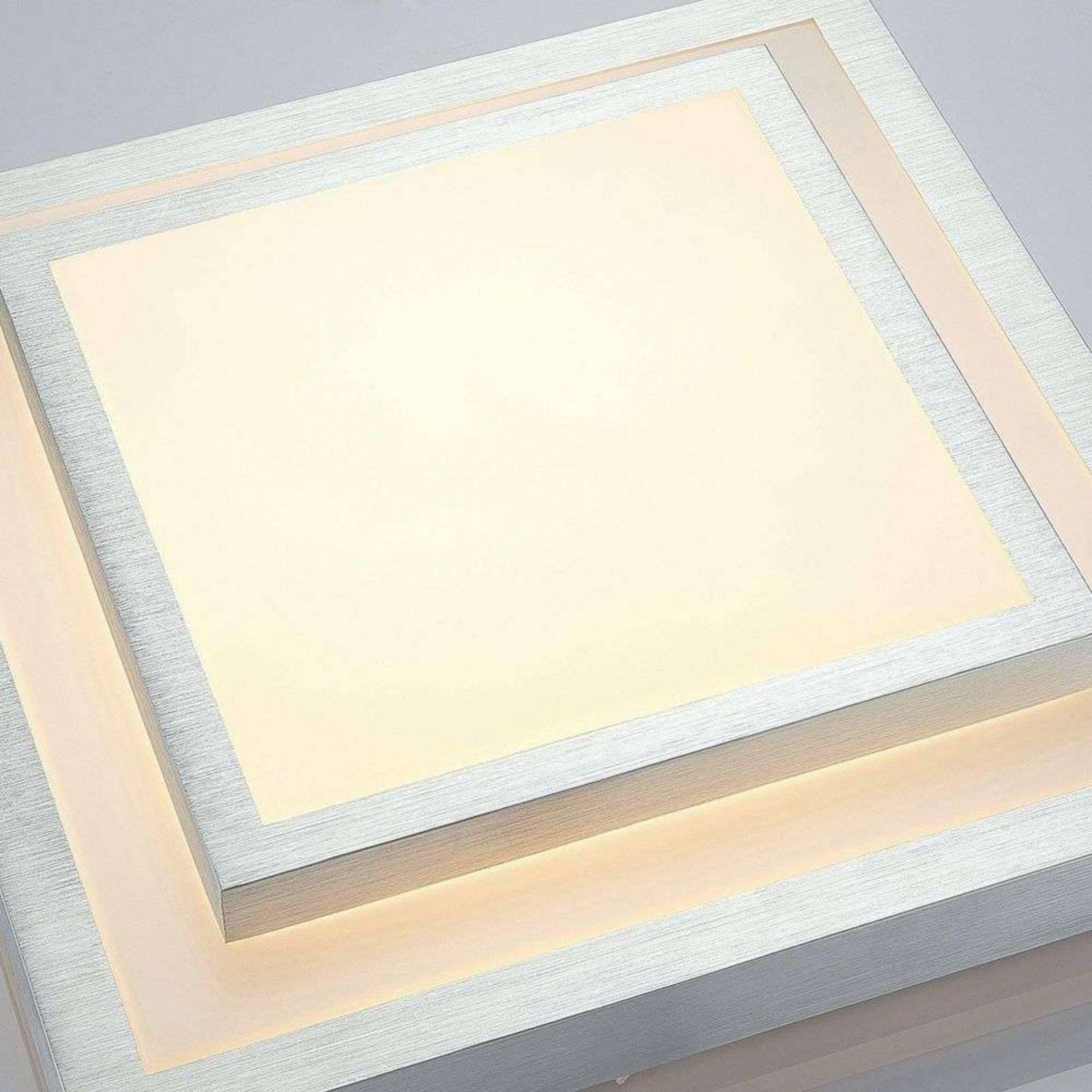 Mirco Square LED Ceiling Lamp L37,5 Alu/White - Lindby