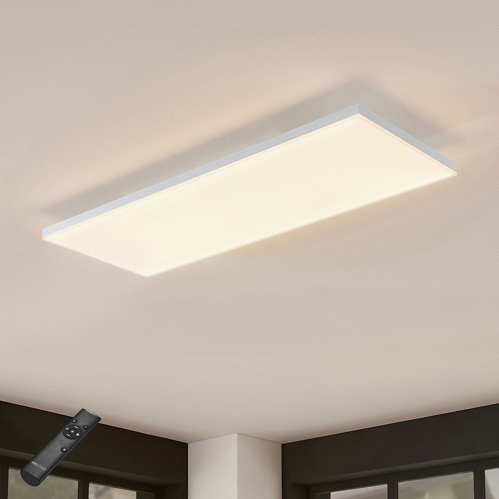 Blaan CCT LED panel with remote, 79.5 x 29.5 cm, Lampenwelt.com, for Living / Dining Room, metal, plastic, 50 W, energy efficiency: A, L: 79.5 cm, W: 29.5 cm, H: 6 cm