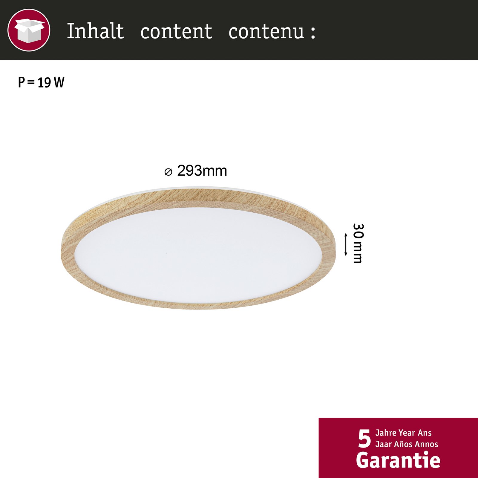 Atria Shine LED Griestu Lampa Ø29,3 IP44 Wood - Paulmann