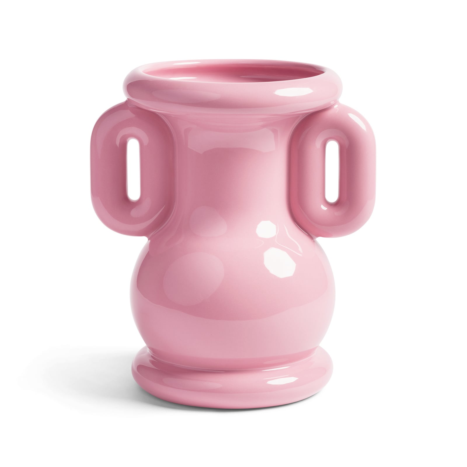Amfora-vase, lyserød, stentøj, højde 26,5 cm – &Klevering