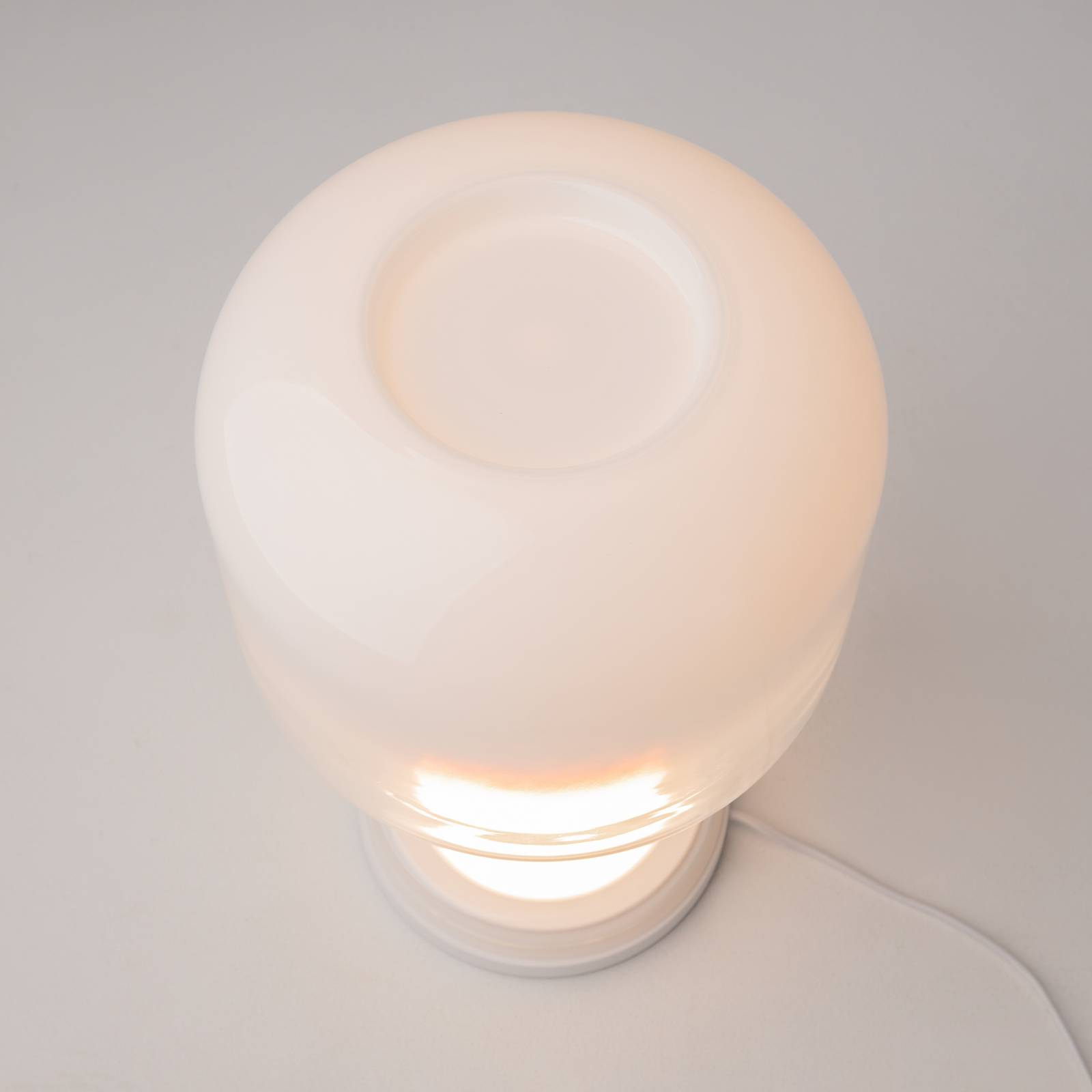 Maytoni Lampa stołowa LED Spirito, biała, szkło, wysokość 42 cm