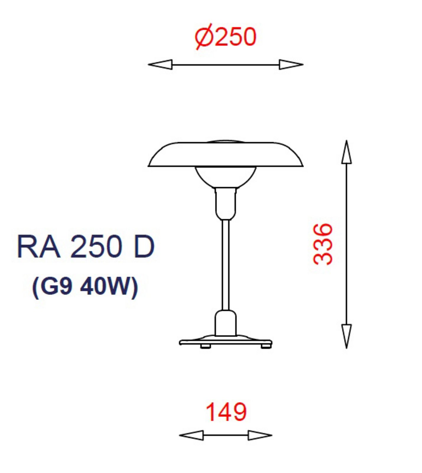 RA 250 D Lampă de Masă Black - Piet Hein