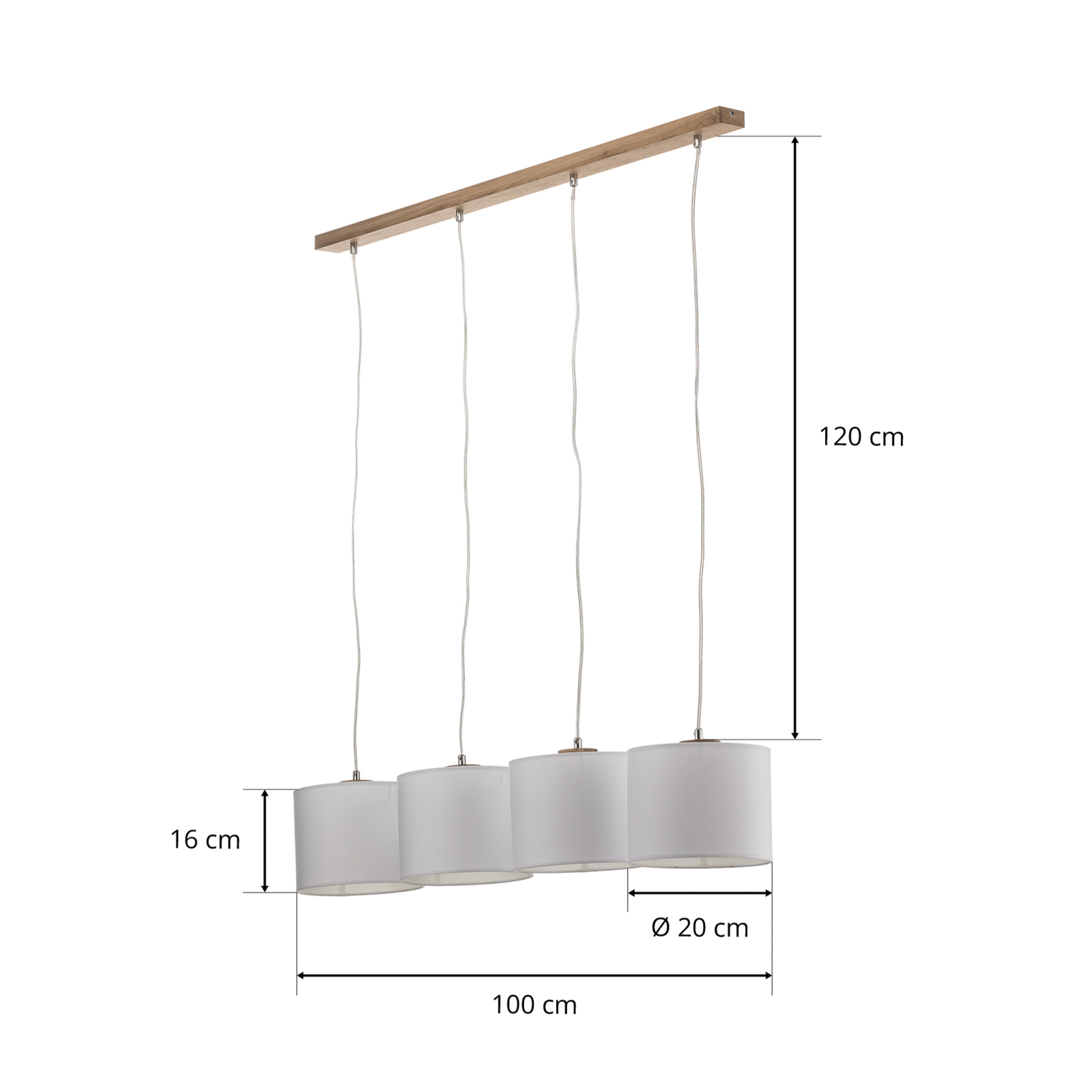 Hanglamp Corralee, wit, 4-lamps