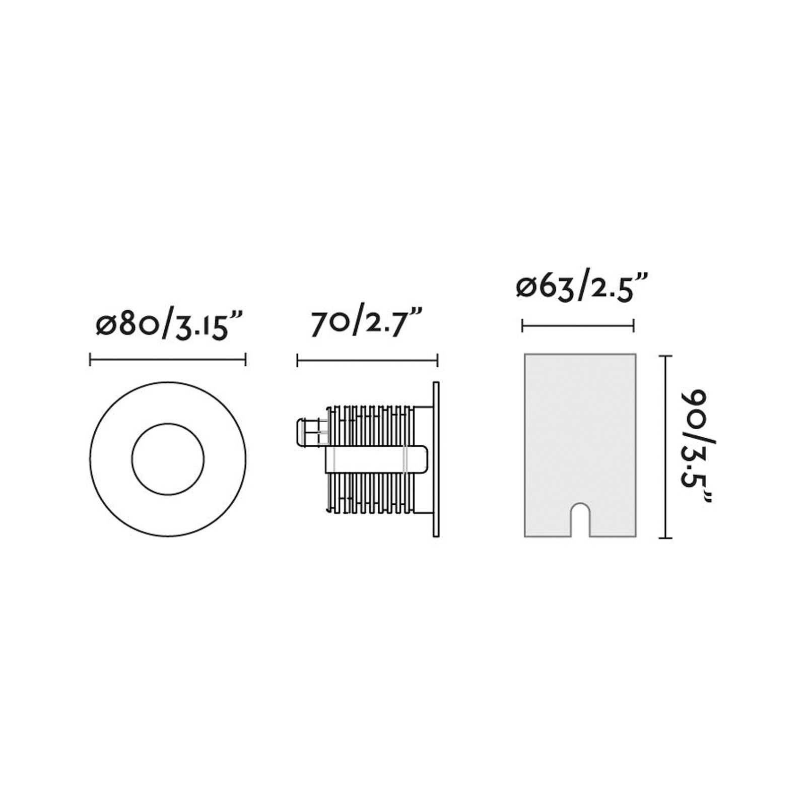 LED iebūvēts prožektors Grund, melns, Ø 8 cm, alumīnijs/nerūsējošais