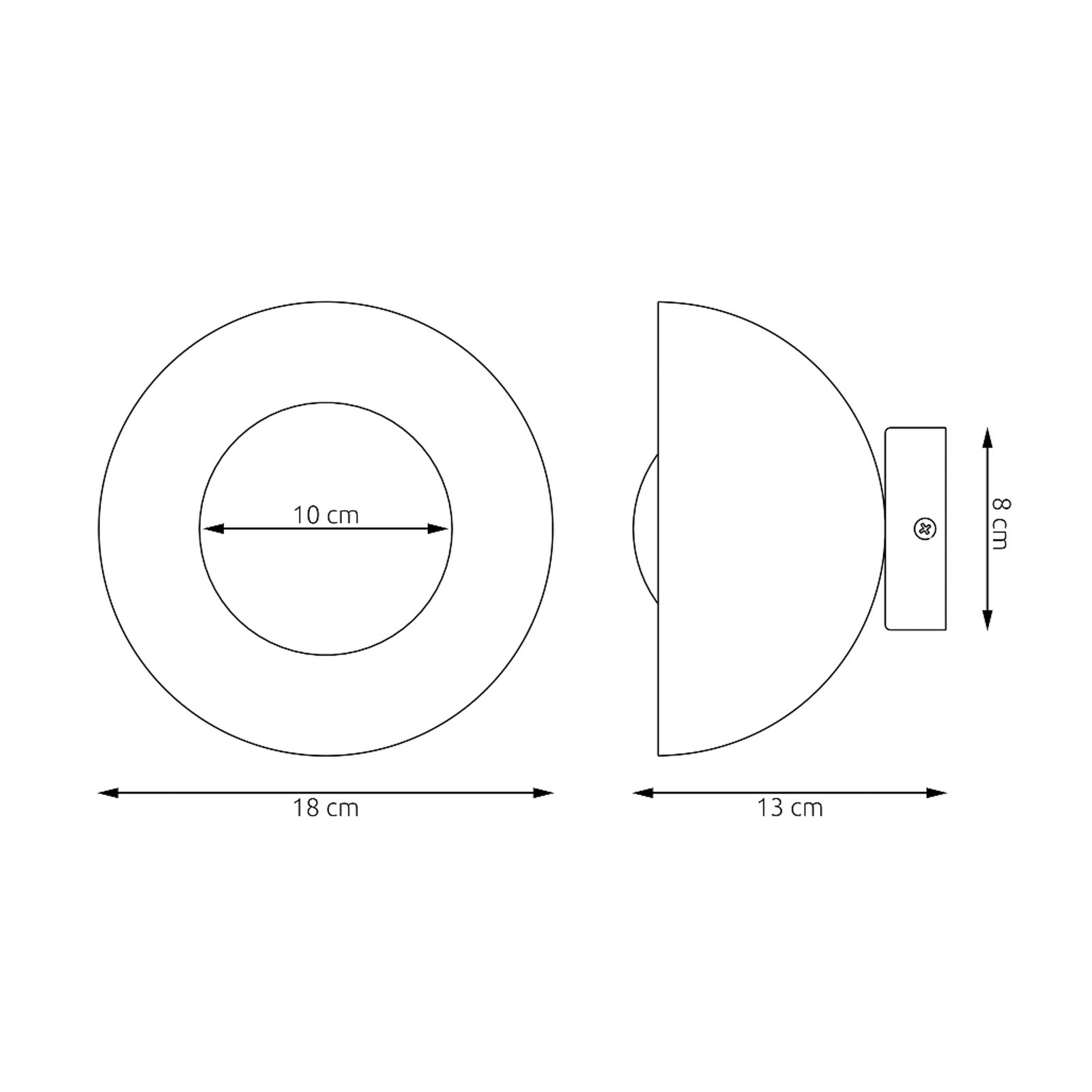 Bibi K1 wall light, black, steel/glass, Ø 18 cm