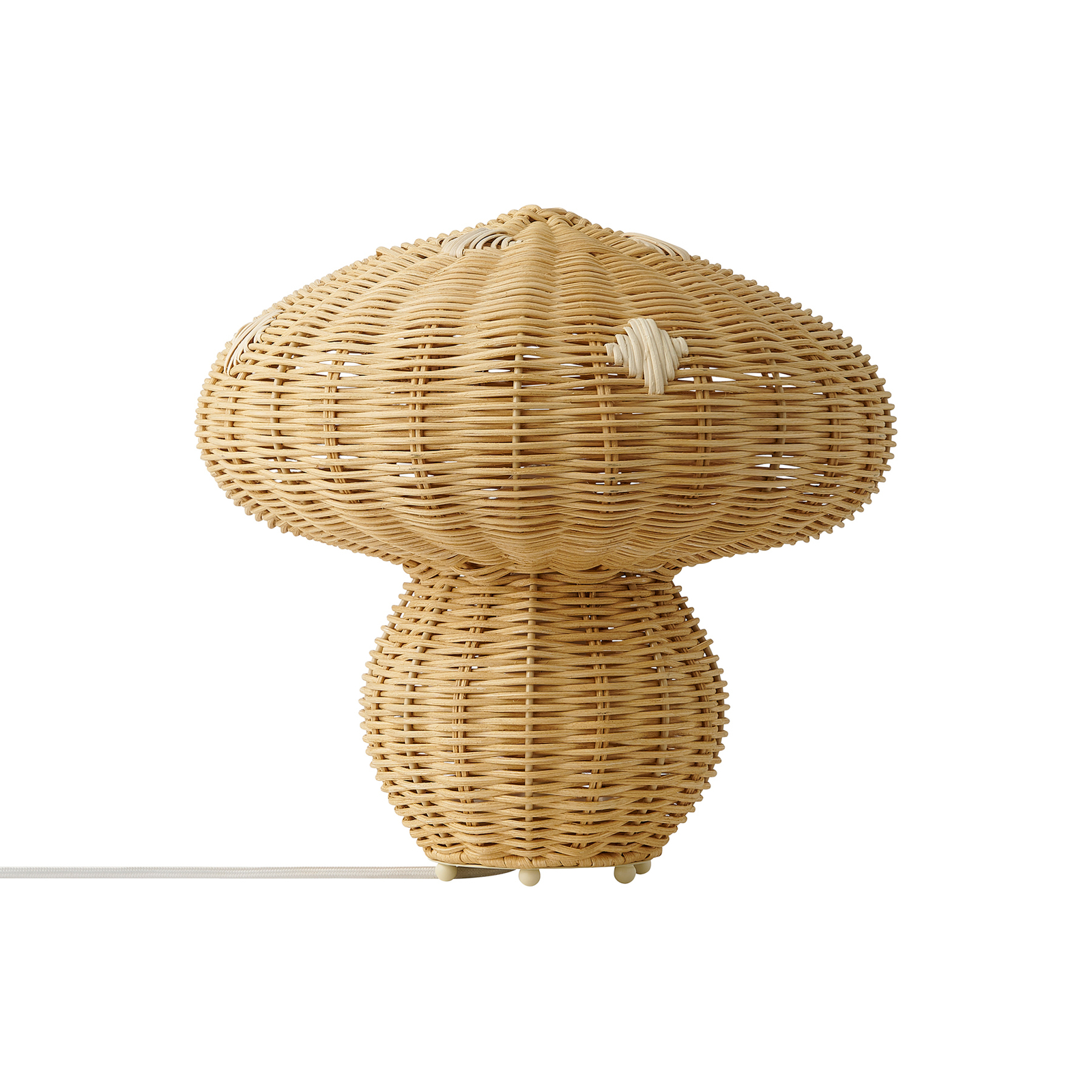 Candeeiro de mesa Allie, vime, forma de cogumelo, castanho natural