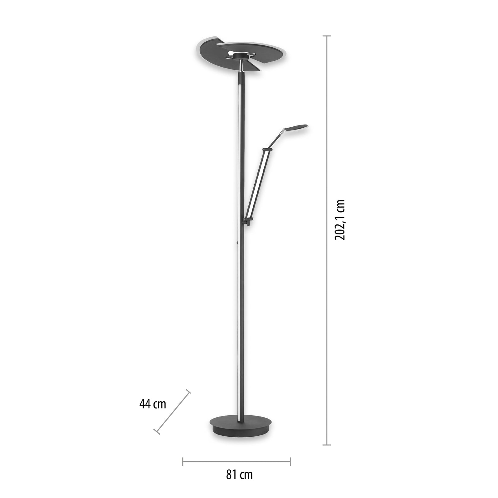 Mutil LED-Stehleuchte, graphite, Leselampe, CCT - PURE Mutil LED-Stehleuchte, graphite, Leselampe, CCT - PURE