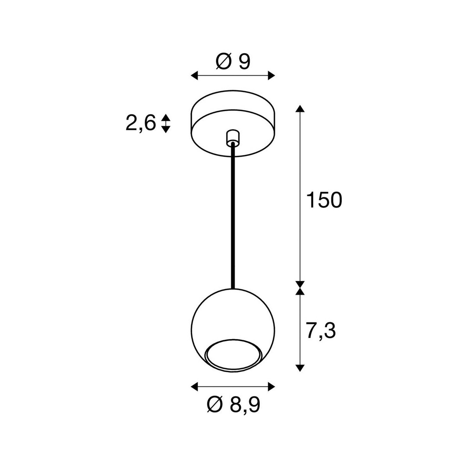 SLV Lampada a sospensione Light Eye 90, nero, Ø 9 cm, metallo