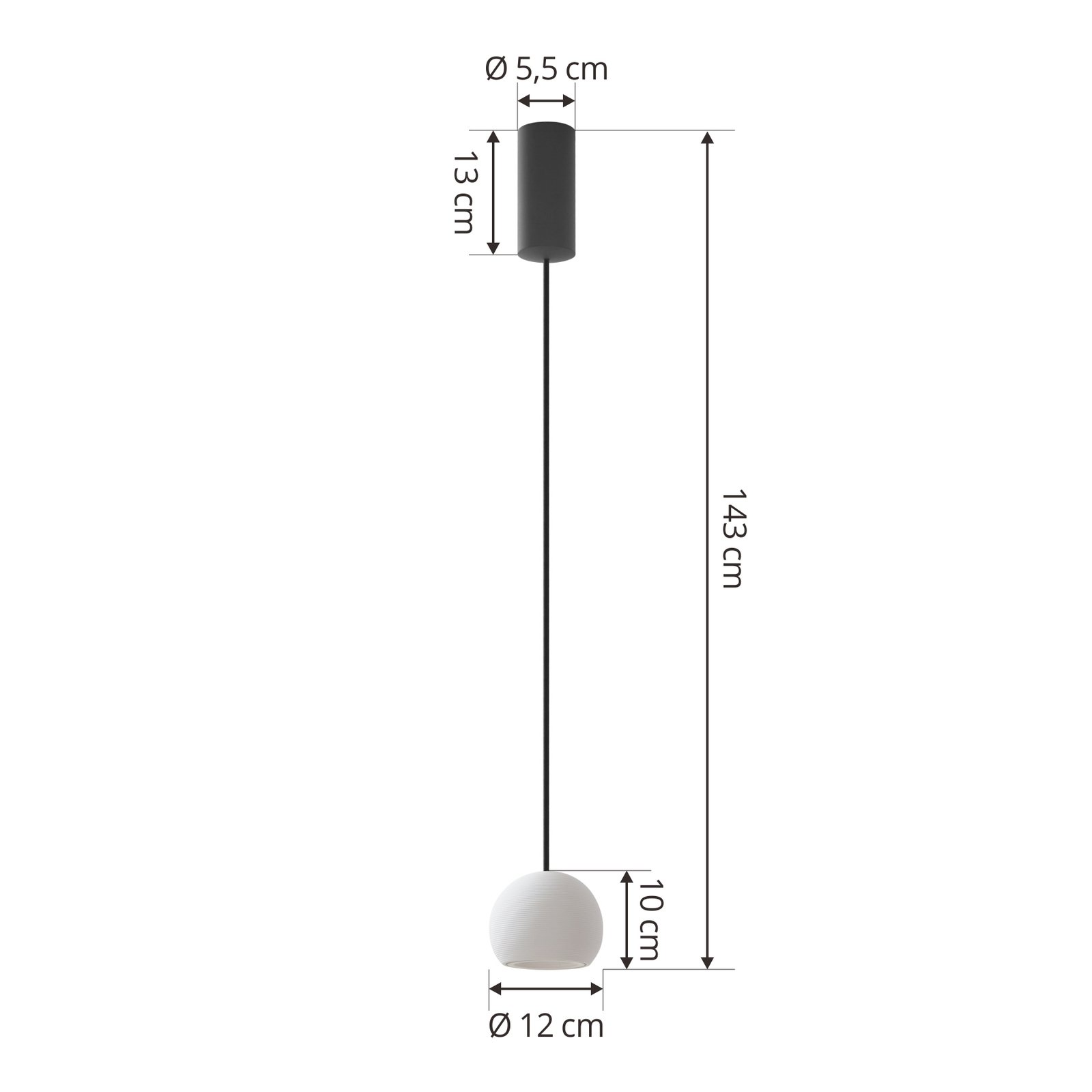 Lucande LED pakabinamas šviestuvas Darkorin, baltas, apvalus, gipsinis, Ø