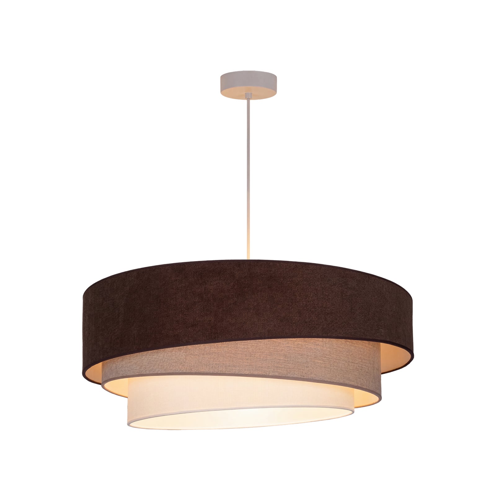 Lampada a sospensione Trio, marrone/beige, Ø 60 cm, tessuto, E27 - Duolla