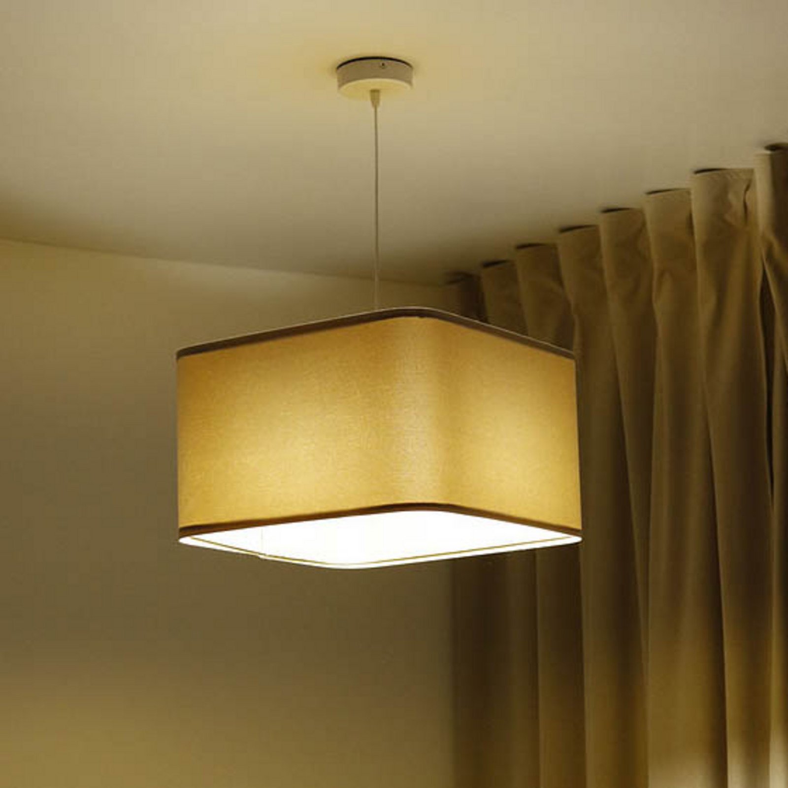 Maco Design Lampă suspendată Kwadro bej 40 x 40 cm velur - Camera de zi / sufragerie - bej auriu - Țesătură / Textil