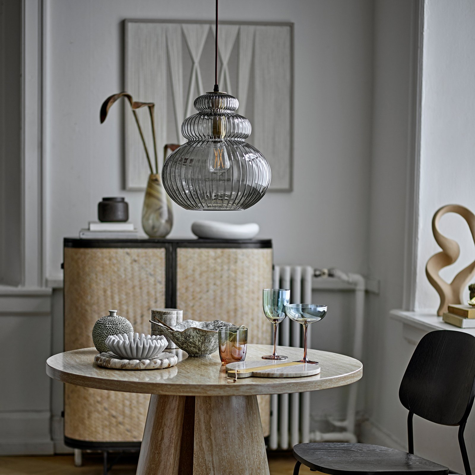 Sybia Hängeleuchte, Glas, grau, Ø 31,5 cm - BLOOMINGVILLE Sybia Hängeleuchte, Glas, grau, Ø 31,5 cm - BLOOMINGVILLE