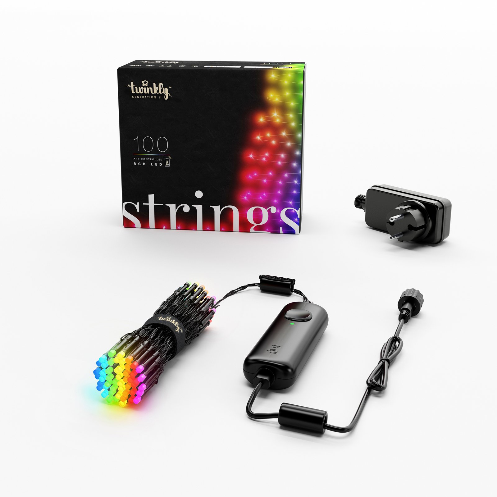 Lichterkette Twinkly RGB, schwarz, 100-flammig 8m