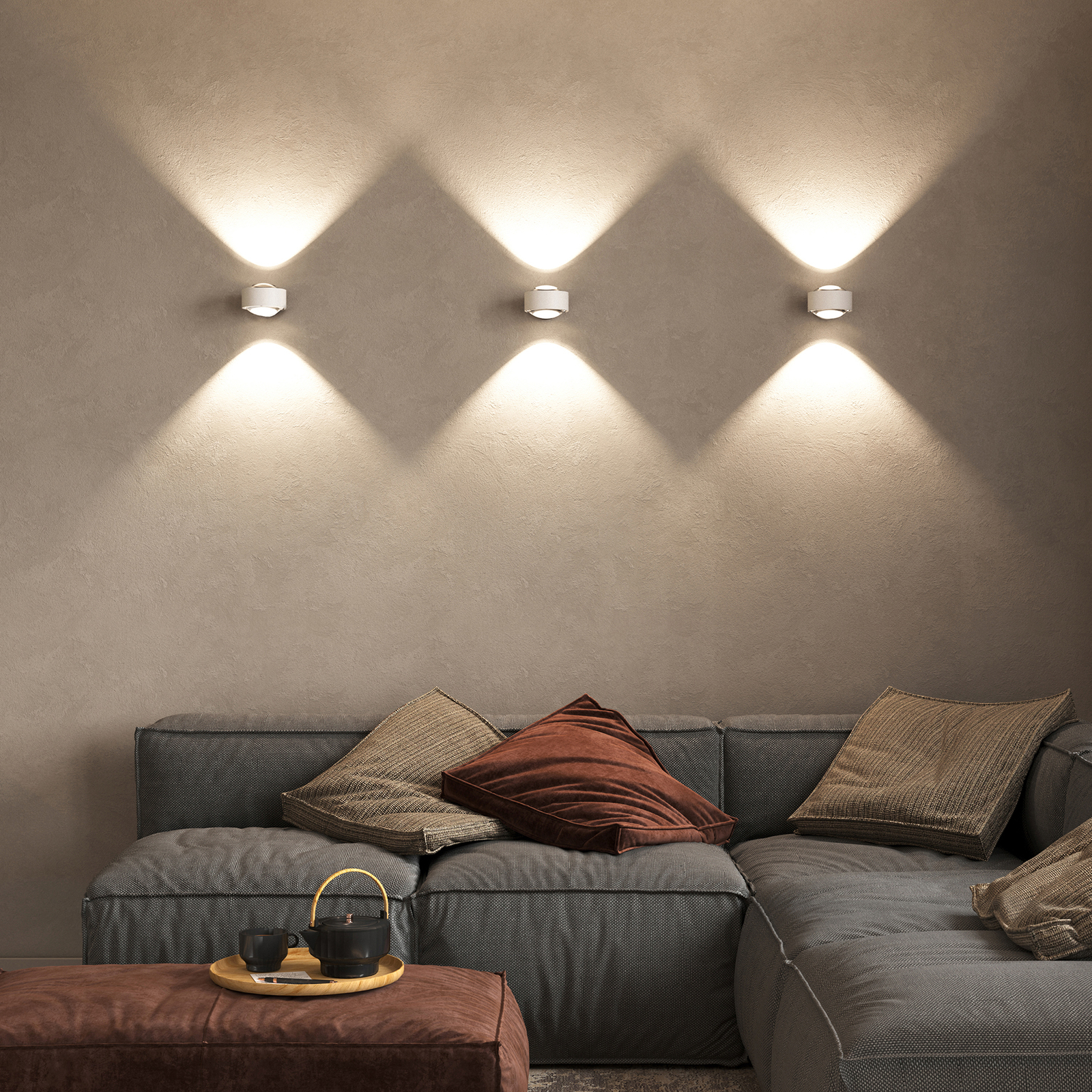 Puk Maxx Wall, LED, lenti trasparenti, bianco opaco