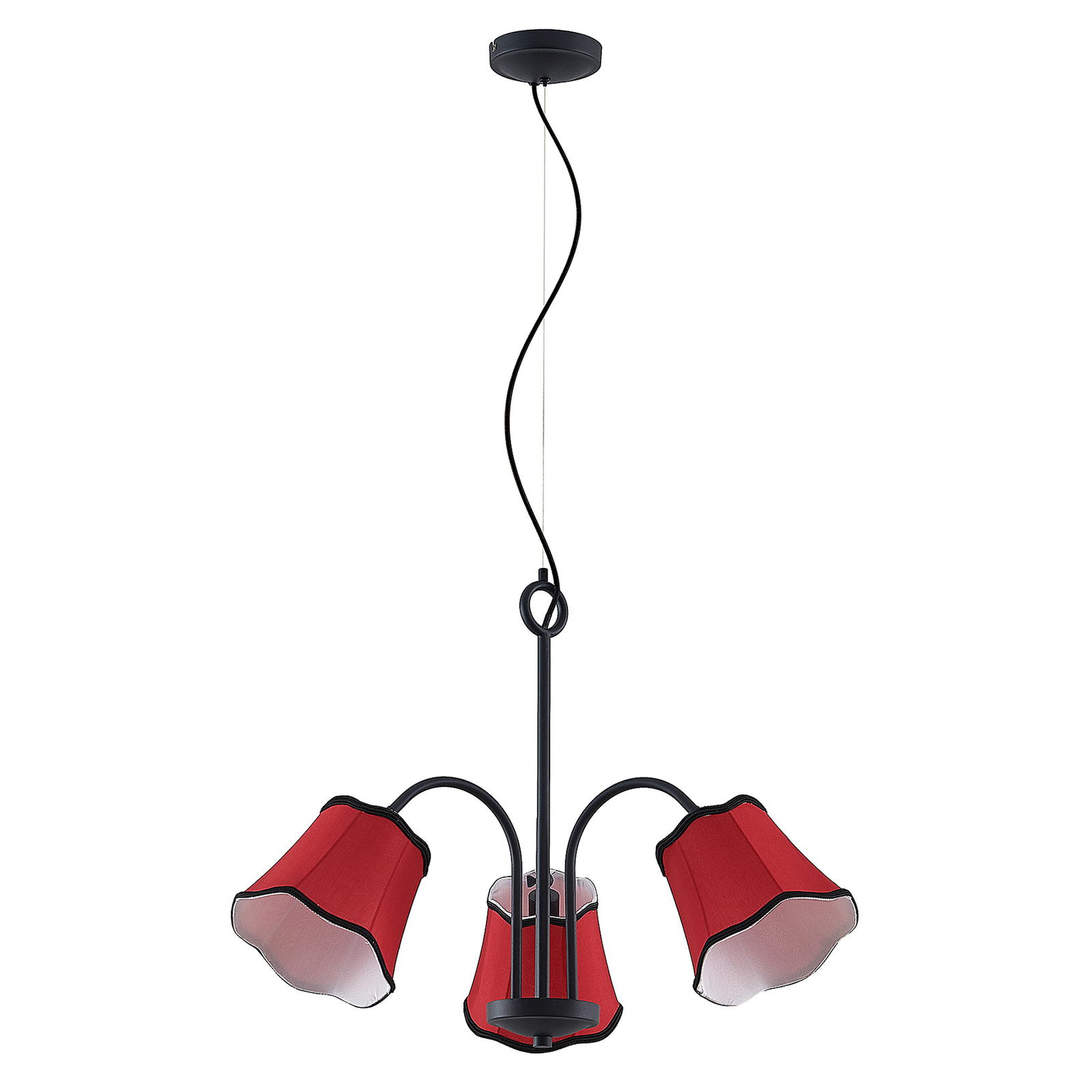 Lucande Binta hanging lamp, three-bulb, rust red