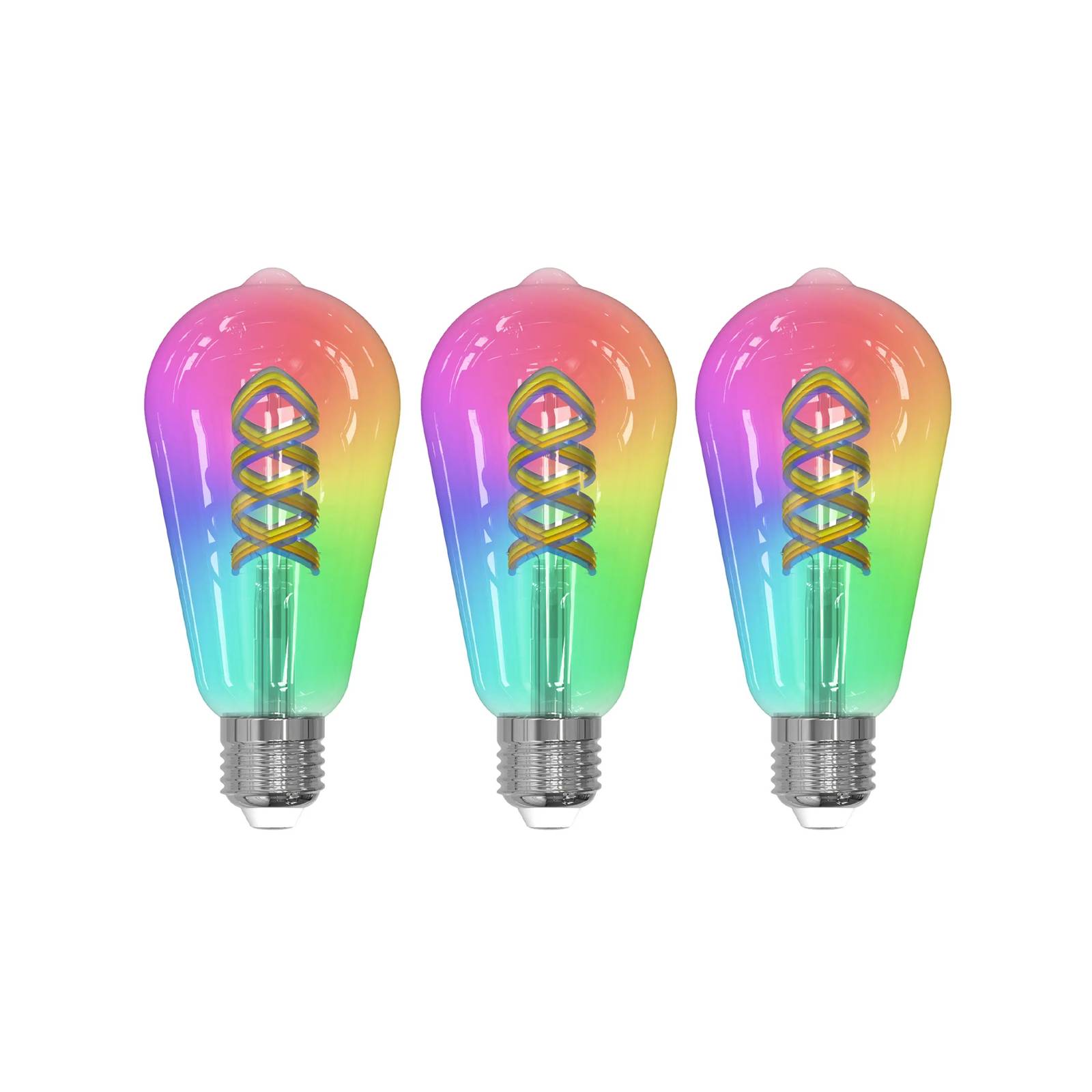 Prios LED-filament E27 ST64 4W RGB WLAN klar 3stk