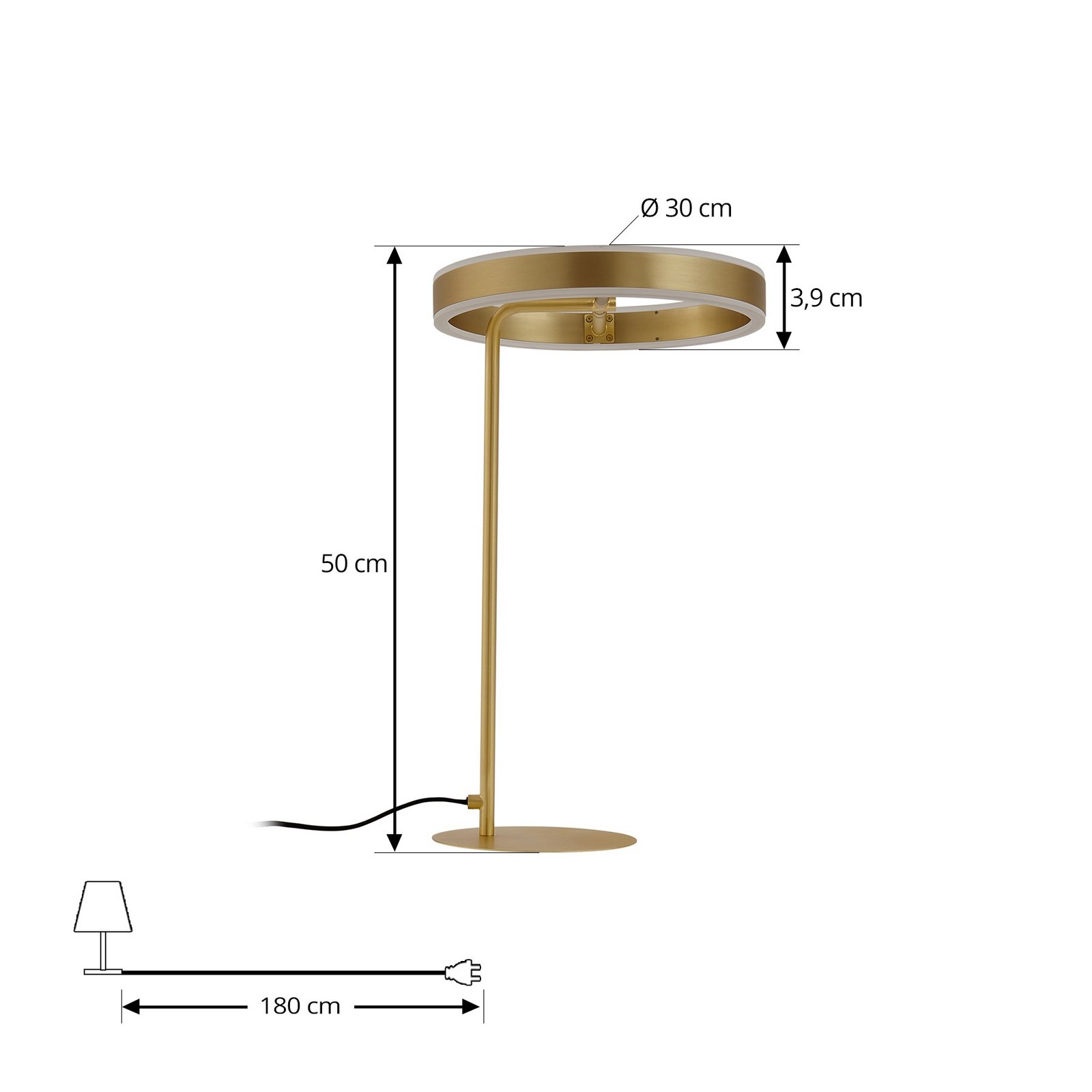 Lucande LED lampă de masă Yekta, culoare alamă, 59 cm, dimabil