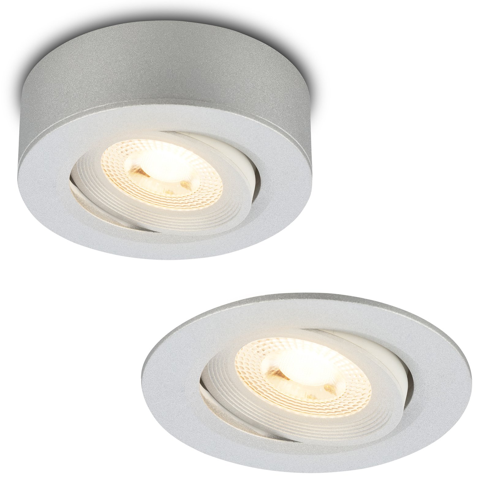 LED лампа за вграждане Desi, матов хром, Ø9cm, с възможност за димиране,