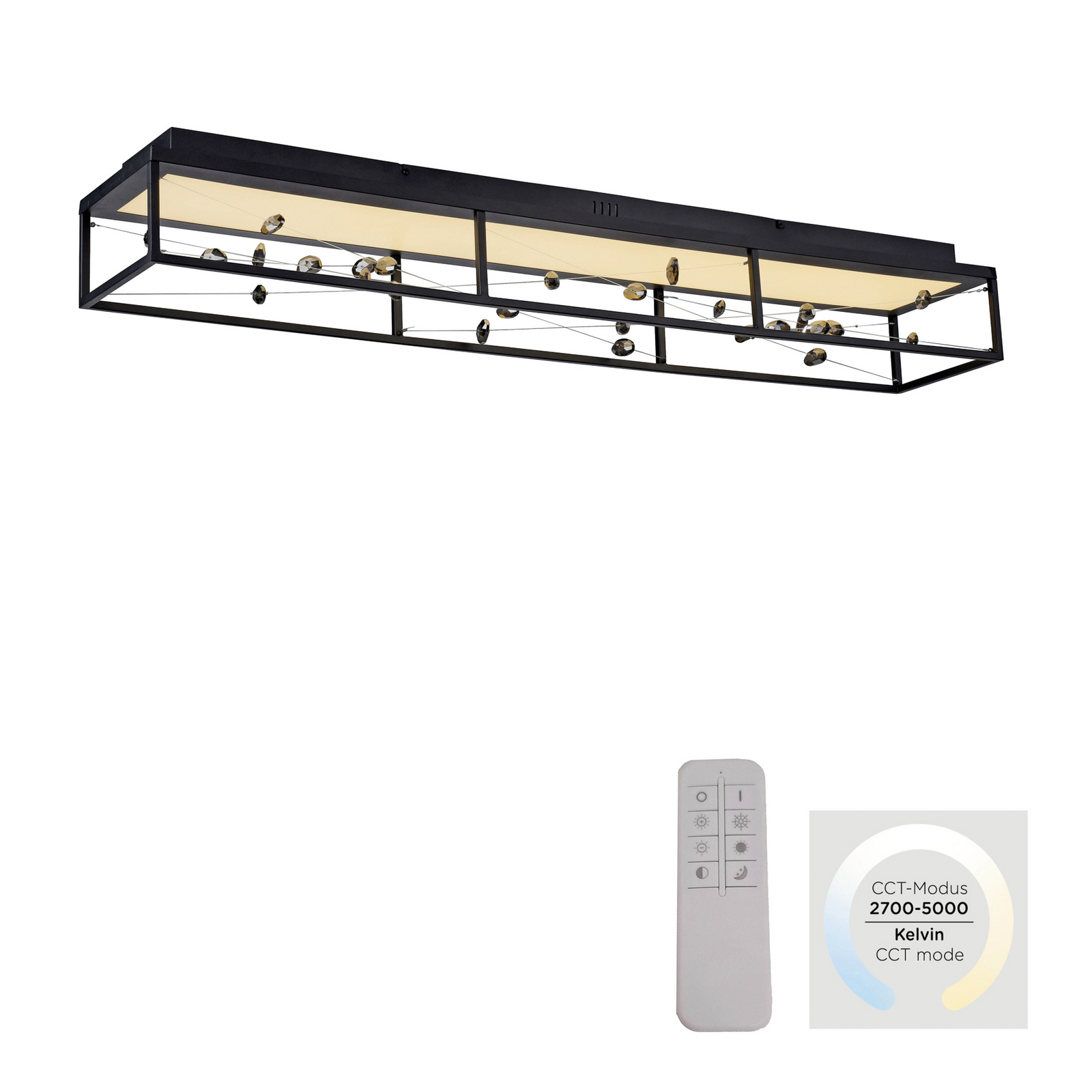 LED lubų šviestuvas „SKINA“, juodos spalvos, 112 cm, CCT, reguliuojamas, su LED lubų šviestuvas „SKINA“, juodos spalvos, 112 cm, CCT, reguliuojamas, su