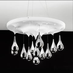 Lampada a sospensione Pioggia, bianco, cromo, Ø 50 cm H 30 cm