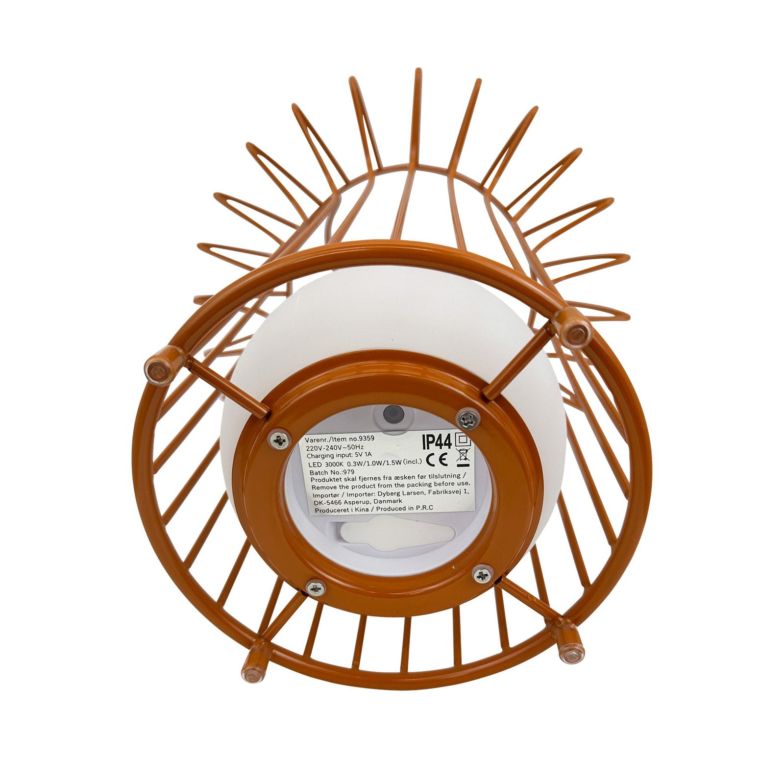 Dyberg Larsen LED-Akku-Tischlampe Basket, terracotta, Metall