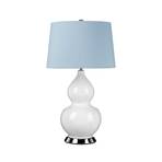 Lámpara de mesa textil Isla níquel pulido/azul